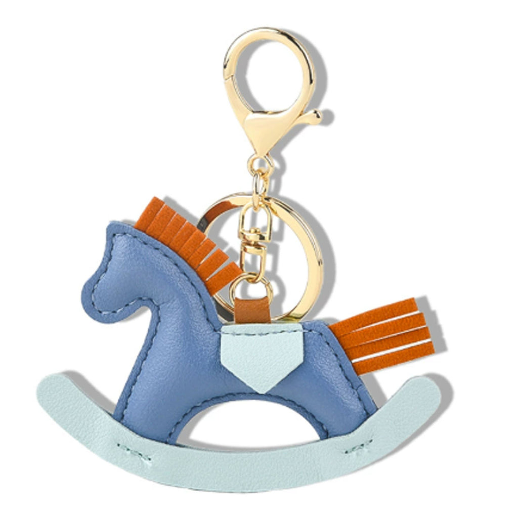 Handmade PU Leather Rocking Horse Keychain Cartoon Bag Charm