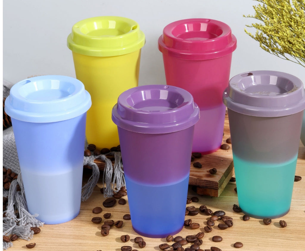 5 Pack Color Changing Cups 17 oz Plastic Cups with Lids