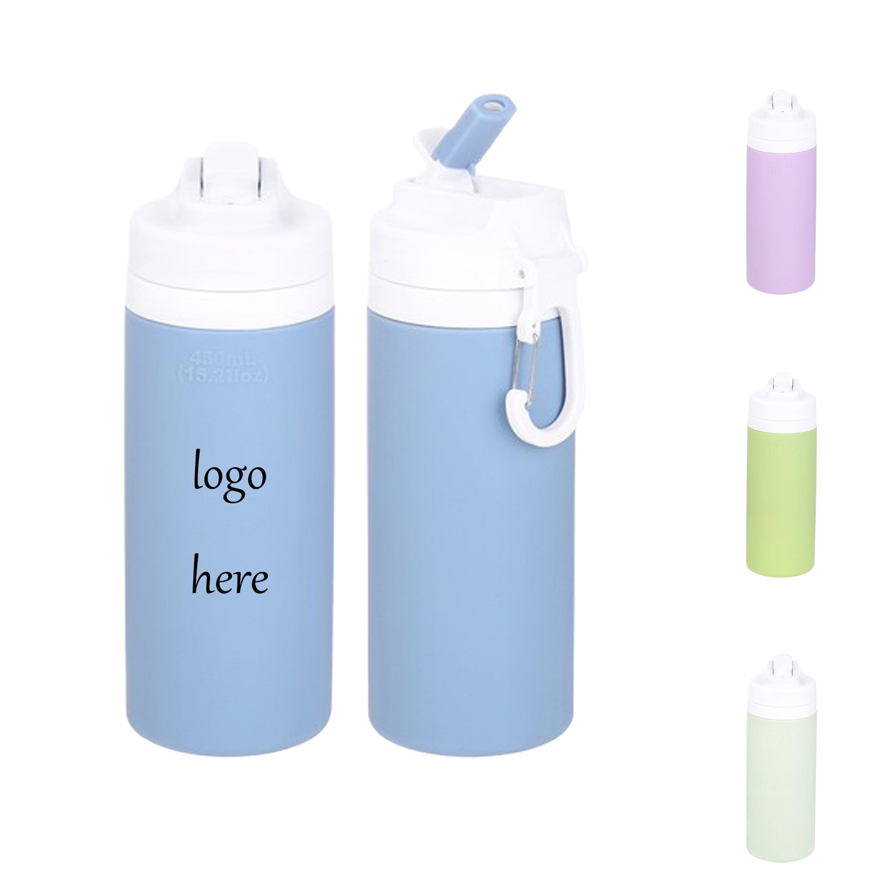 Silicone Collapsible Straw Water Bottle