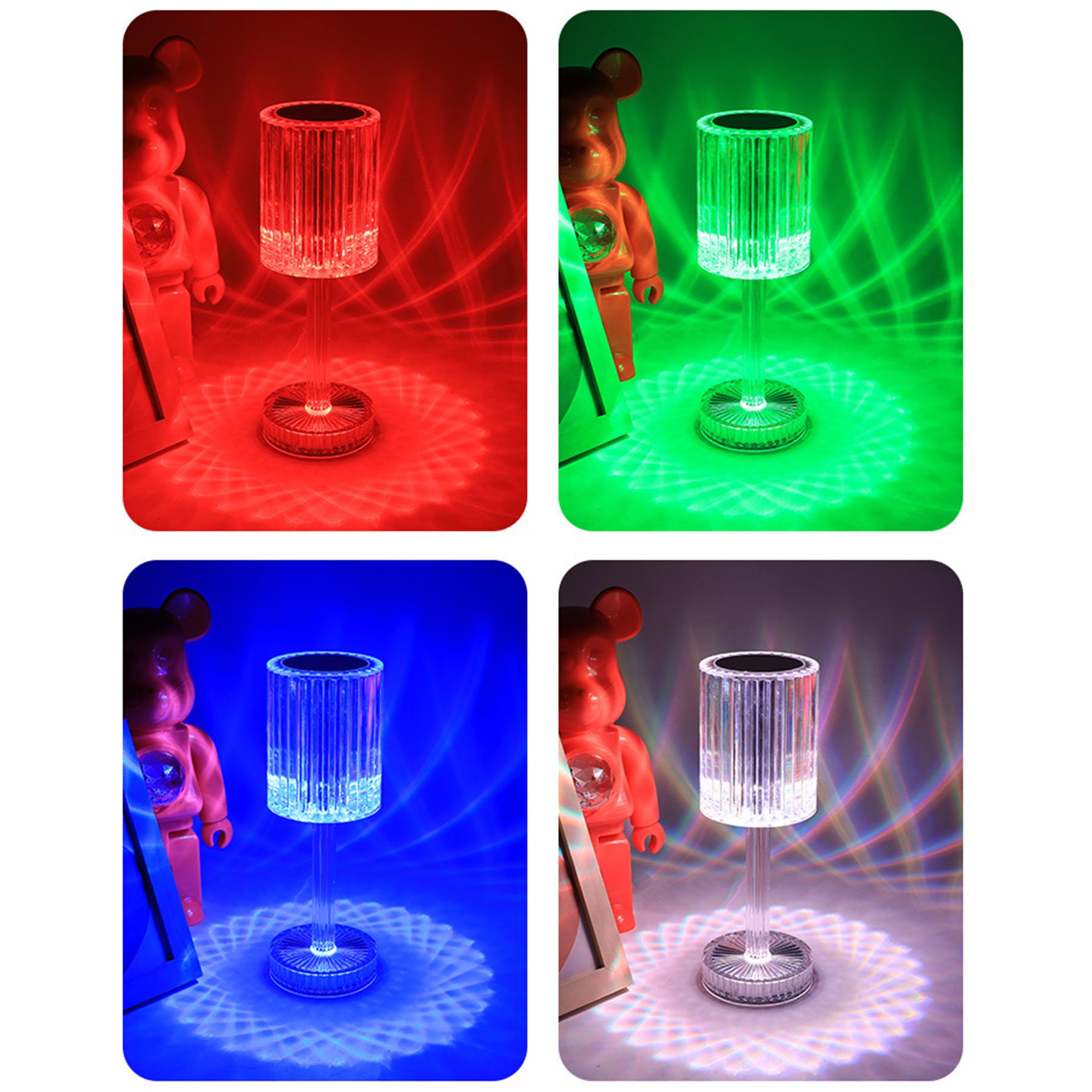 Romantic Crystal Table Lamp RGB Color Changing Night Light