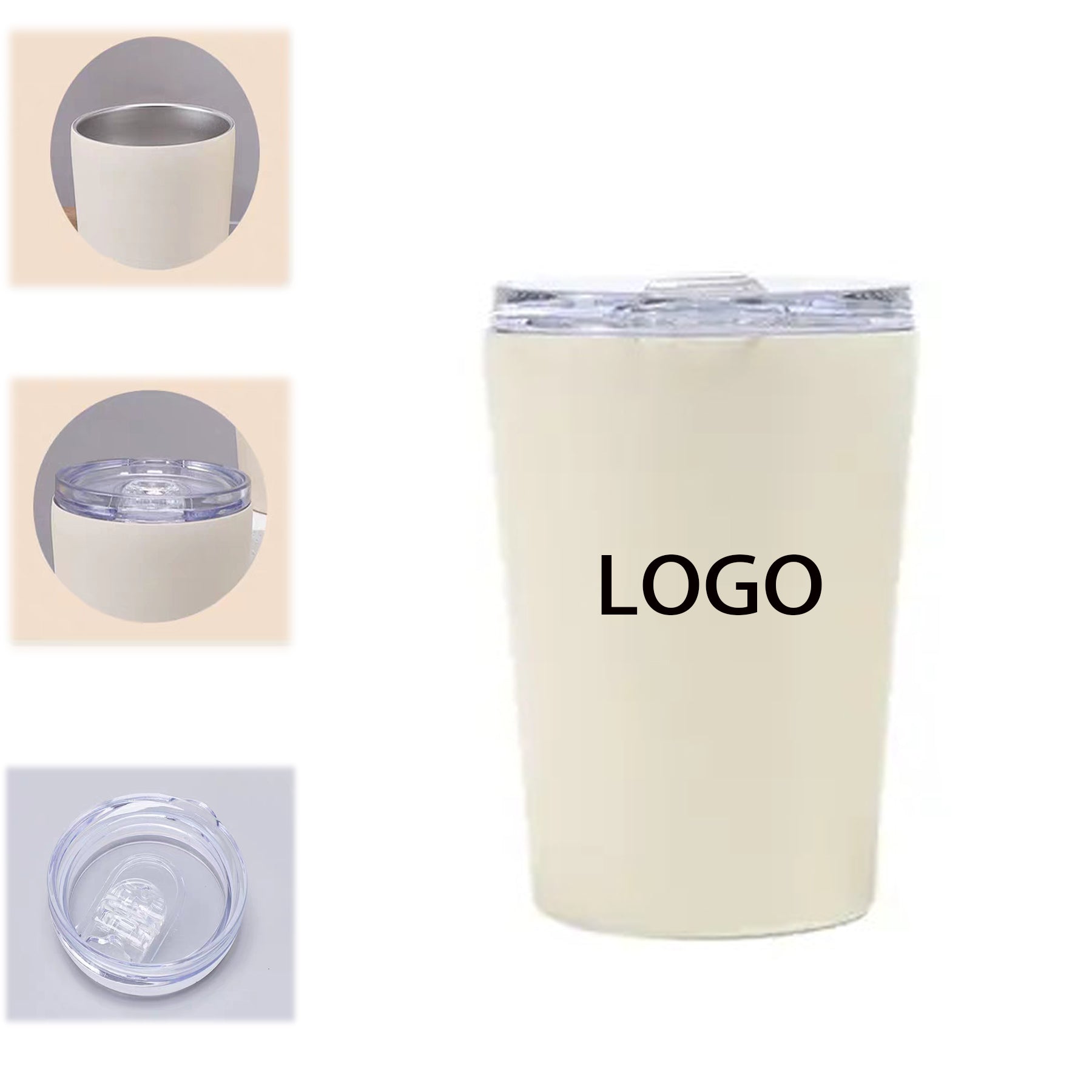 Stainless Steel Milk Cup Simple And Portable Coffee Cup With Lid Vacuum Double-Layer Insulated Cup