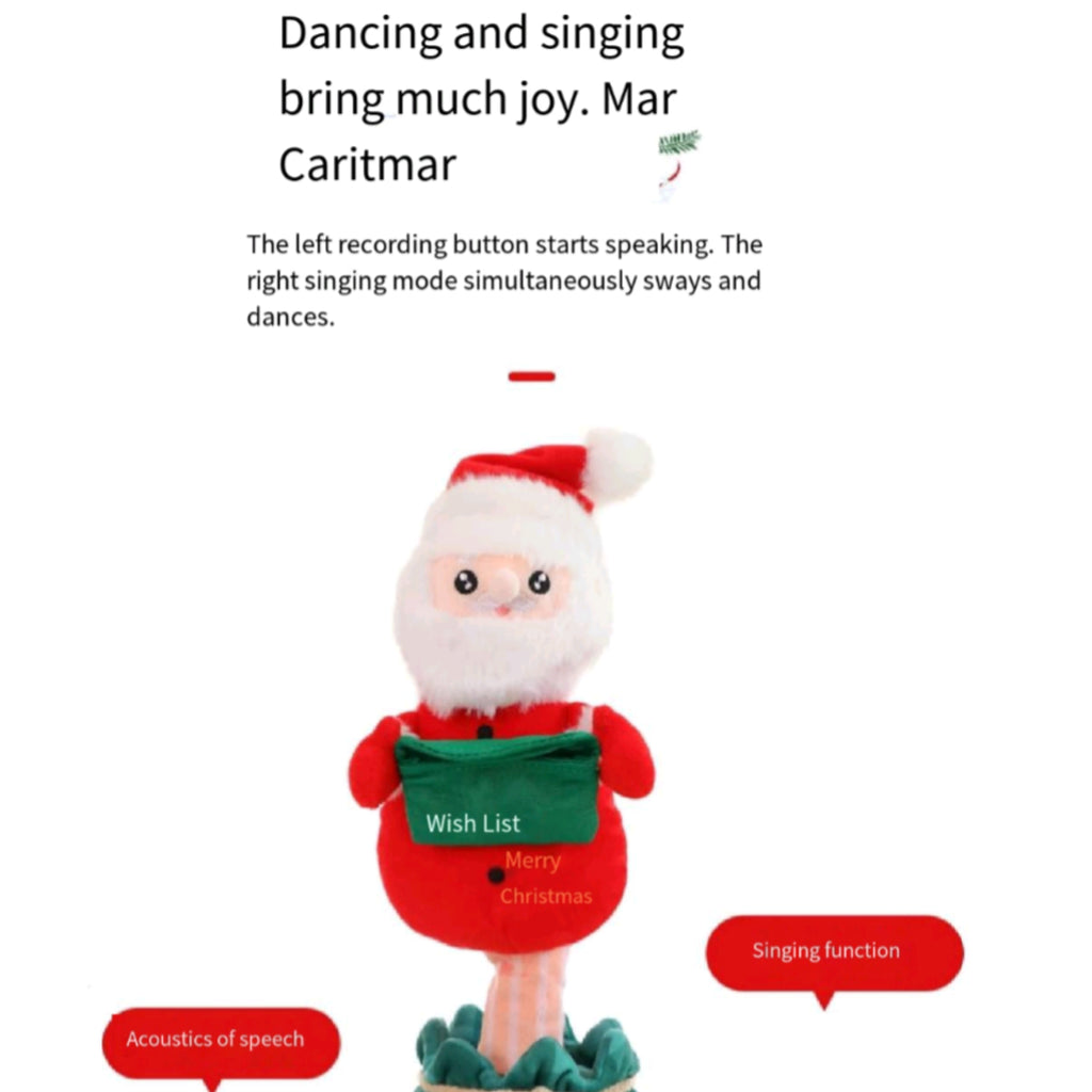 New 2025 Xmas Plush Sing Talk Record Santa Tree Gift