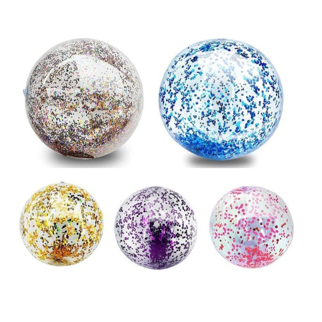 16 Inch Party Inflatable Clear Glitter Beach Ball