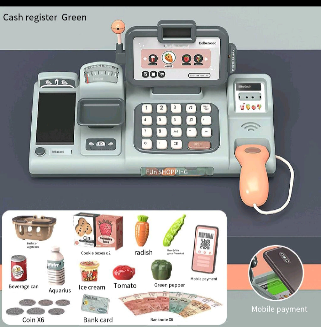 Kids Pretend Cash Reg Supermarket Toy Educ Birthday Gift