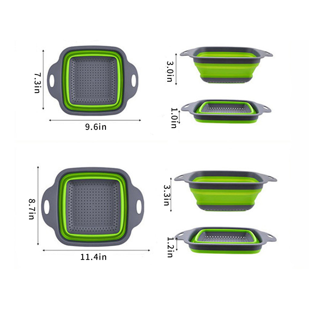 Set Of 2 Foldable Baskets Silicone Drain Baskets