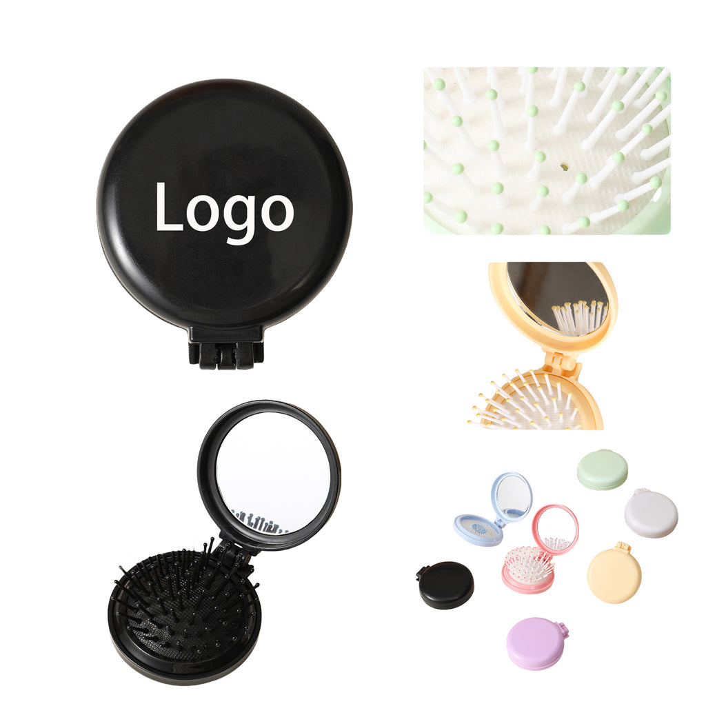 Foldable Cute Mini Round Airbag Mirror-Comb Set