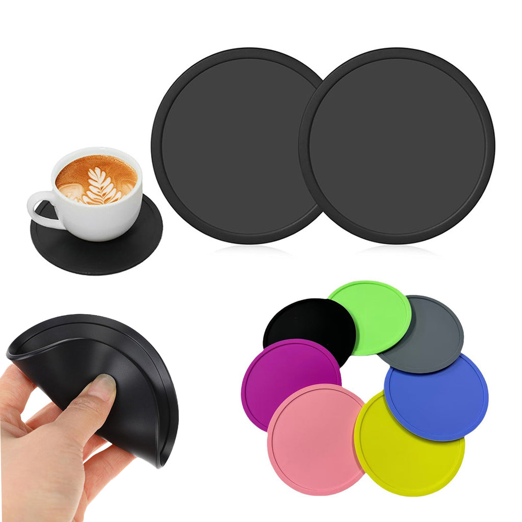 Round Silicone Coaster with Spill-Proof Ring