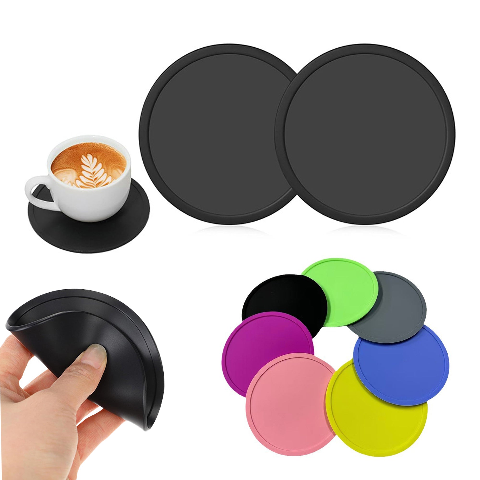 Round Silicone Coaster with Spill-Proof Ring