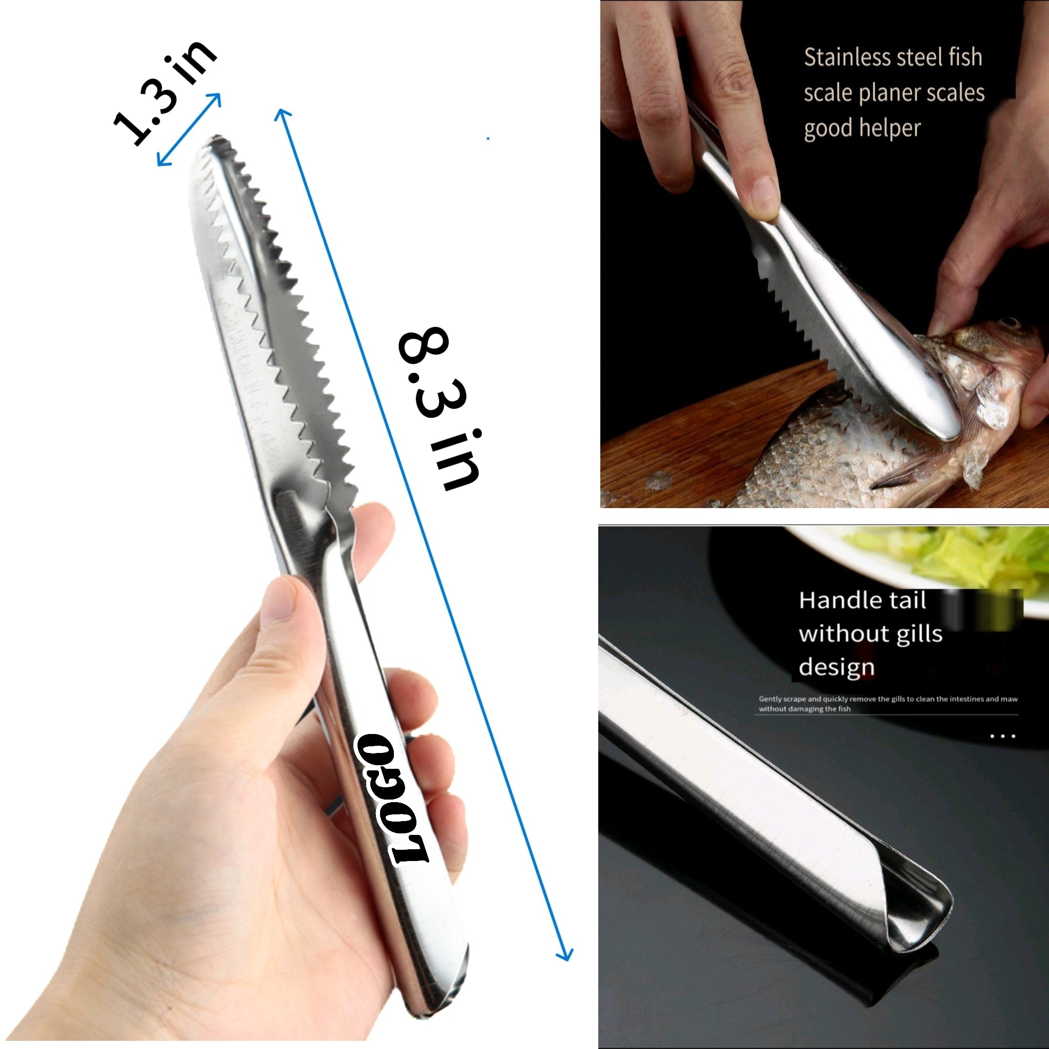 Stainless Steel Fish Scale Planer With Dual Function Tail