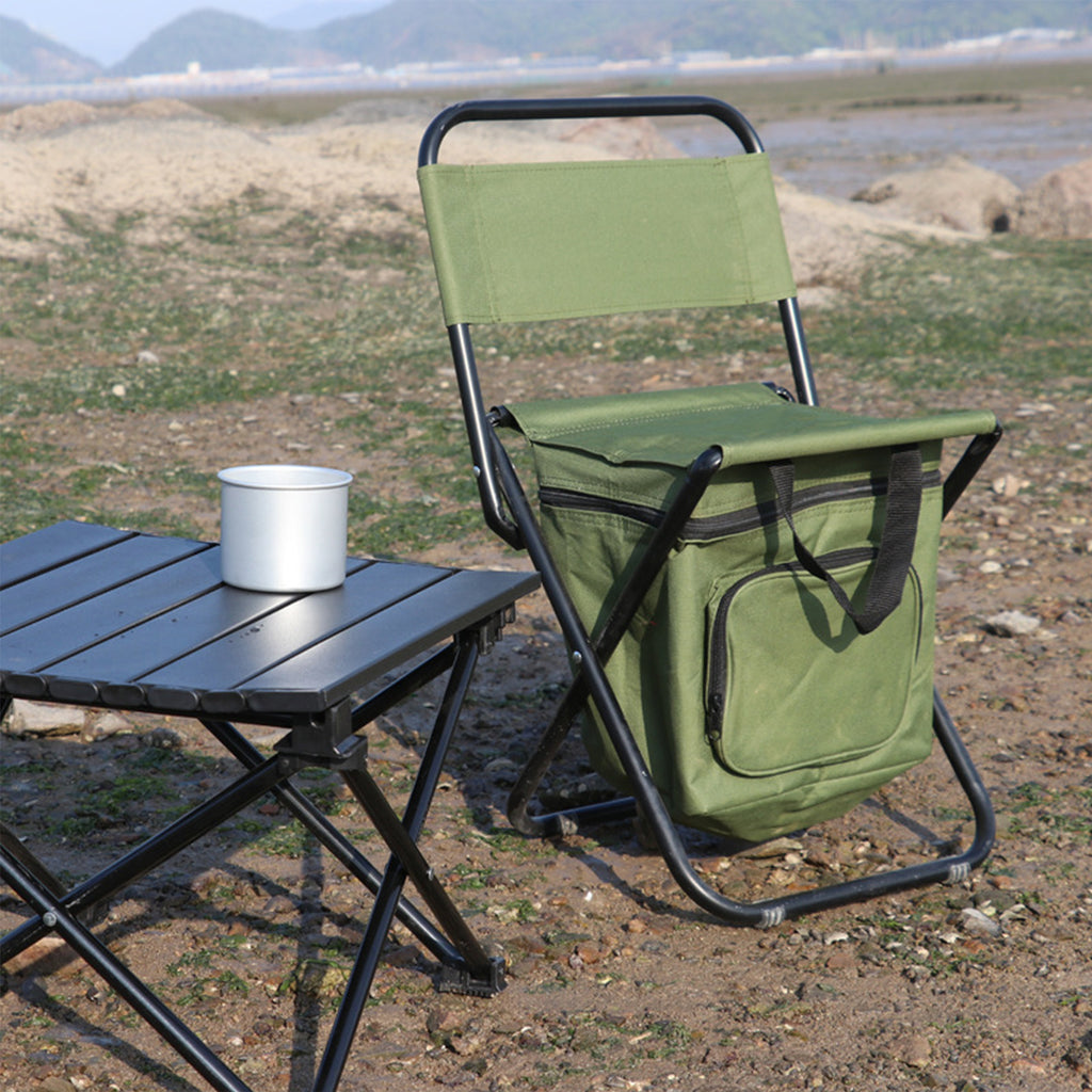 Foldable Compact Fishing Chair With Cooler Bag