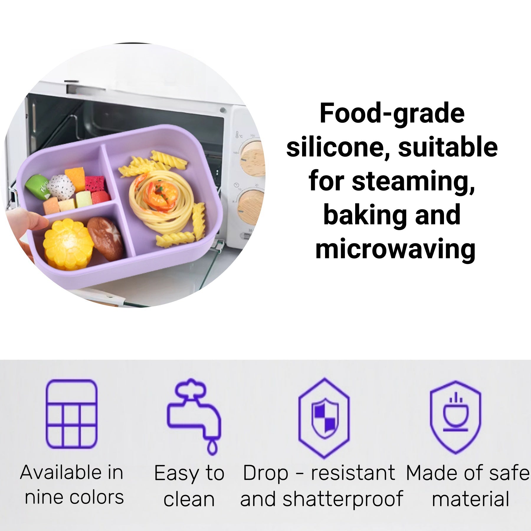 Portable Three-compartment Lunch Box