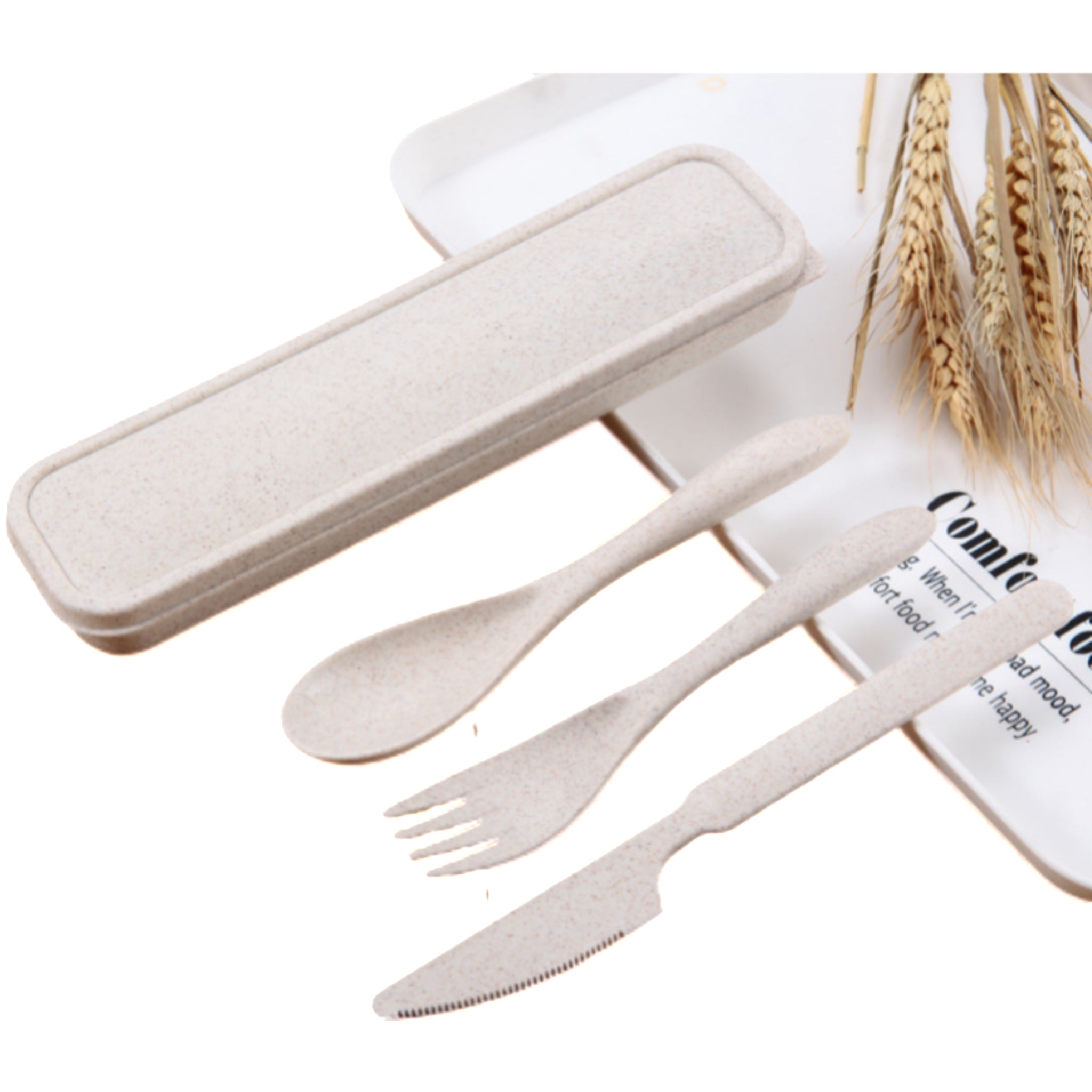 Three-piece Wheat Straw Cutlery Set (Fork, Knife and Spoon)