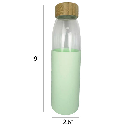 17 Oz Glass Bottle With Bamboo Lid And Silicone Sleeve