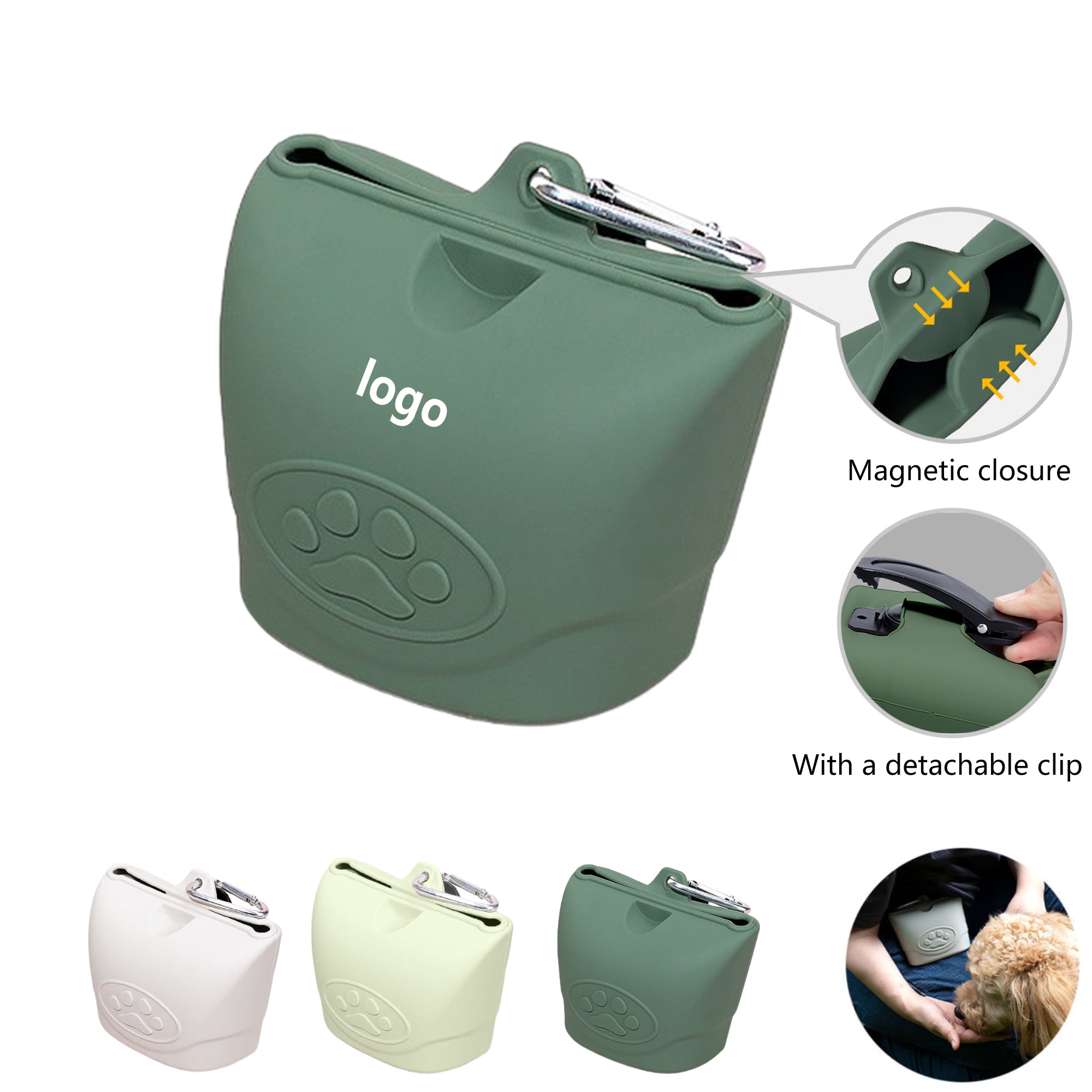 Silicone Dog Treat Pouch with Magnetic Closure for Leash