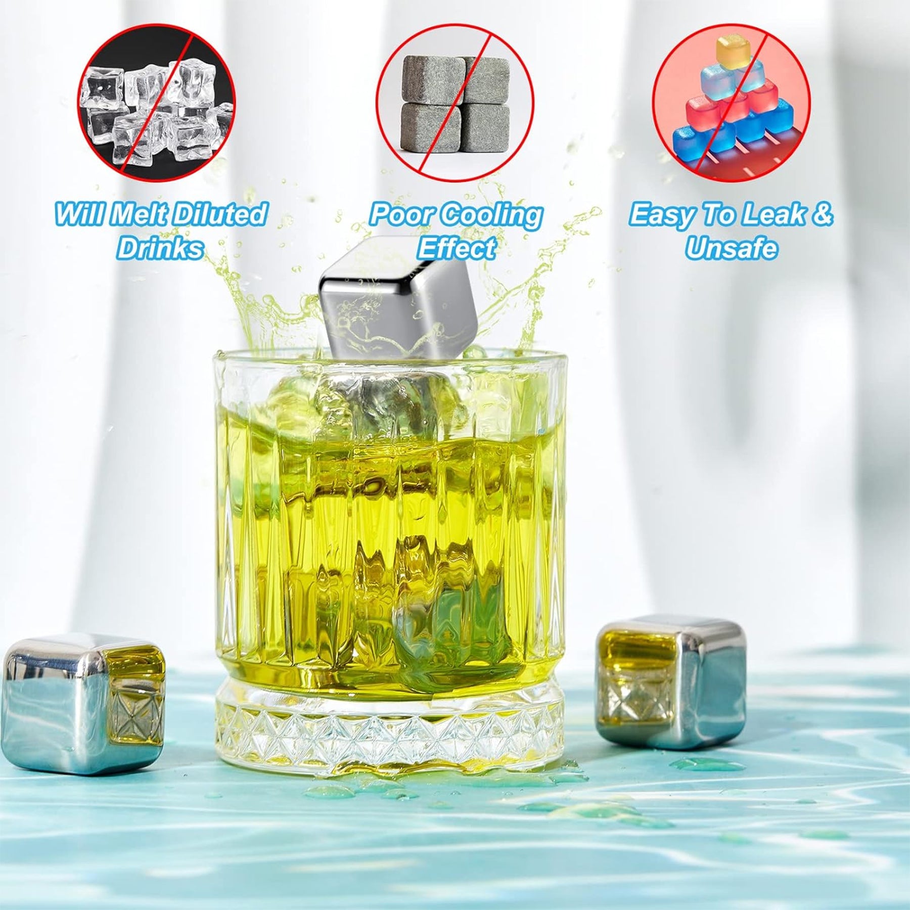 6 Pcs Stainless Steel Ice Cubes Set