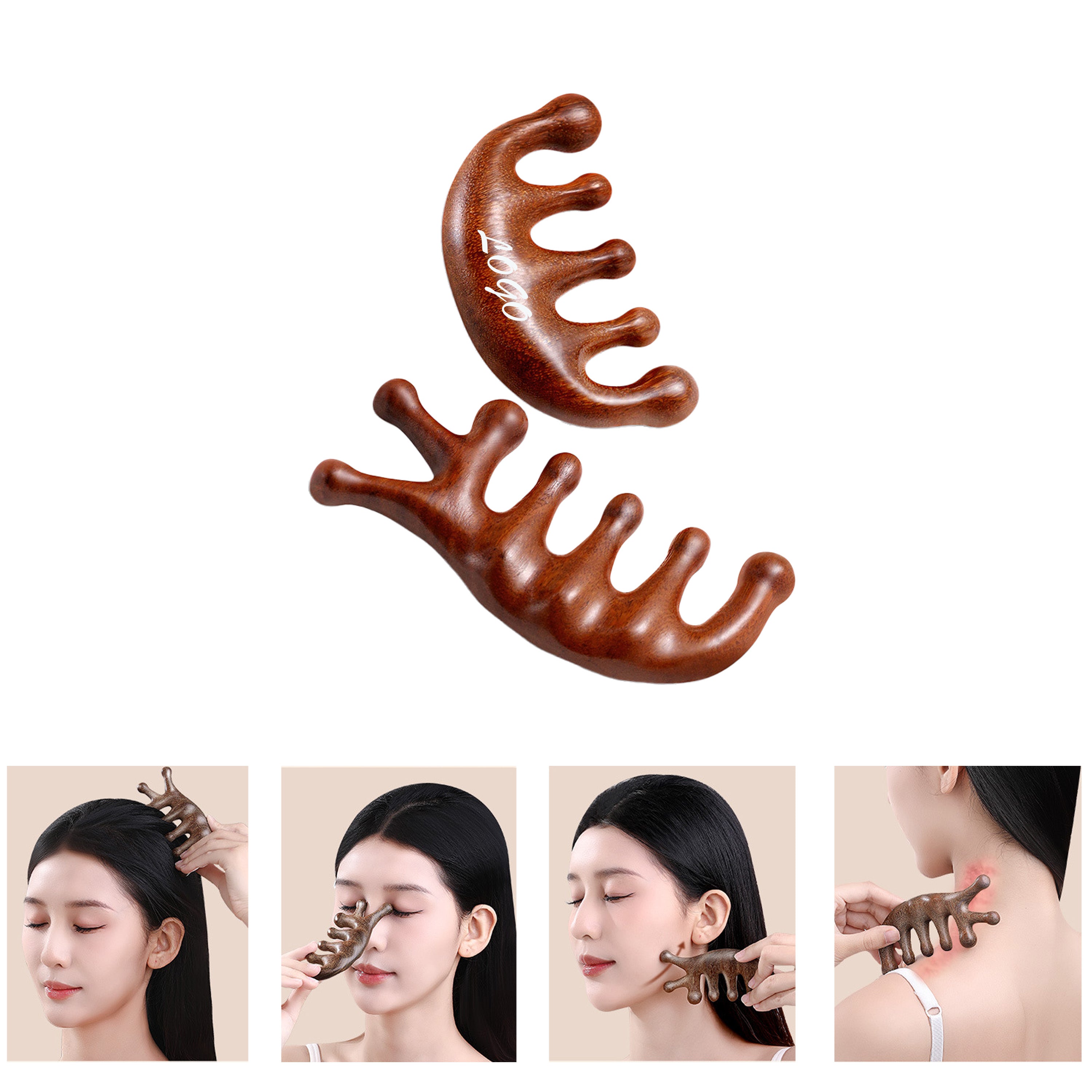 2 Pack Wooden Finger Massage Comb