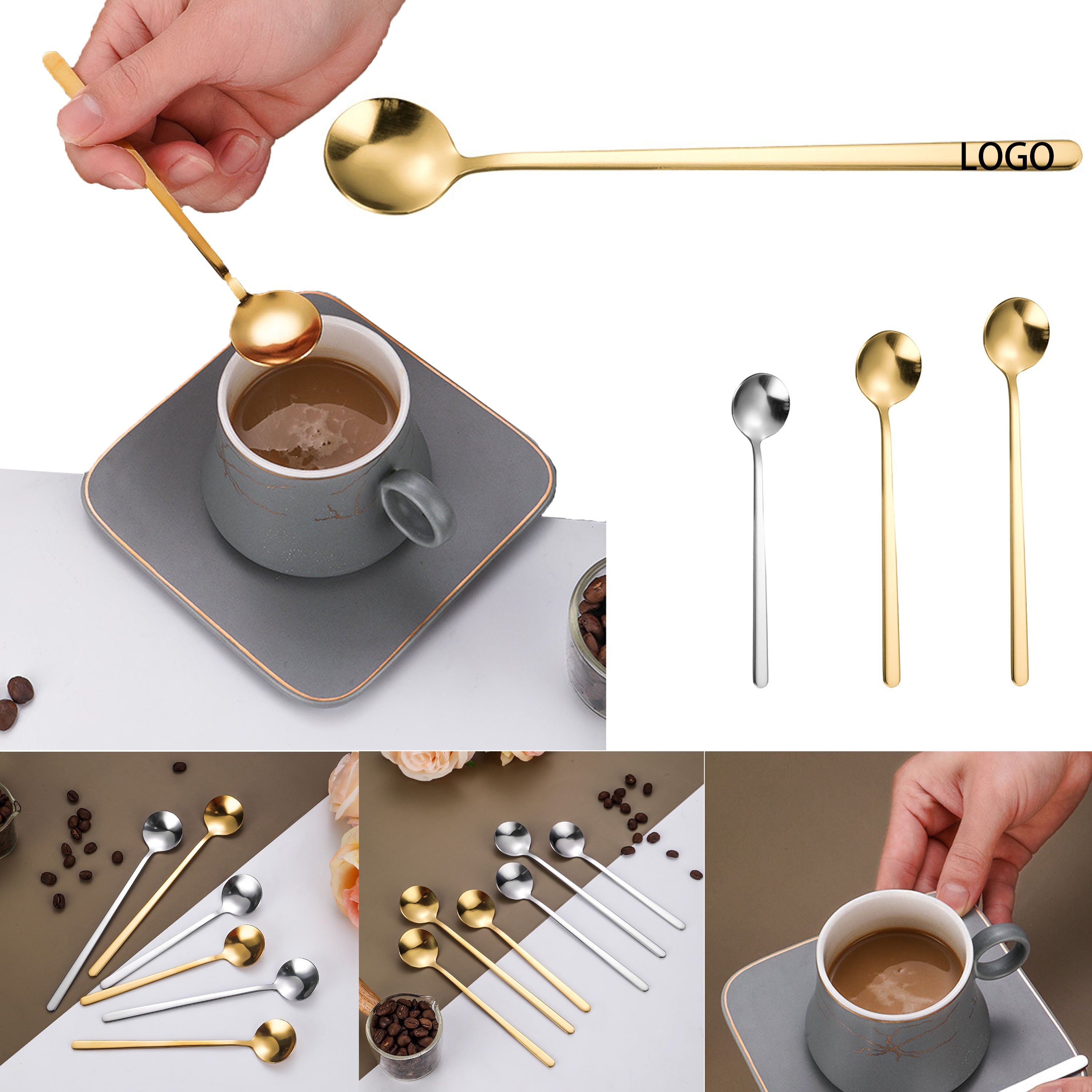 Stainless Steel Coffee Dessert Tableware Round Spoon