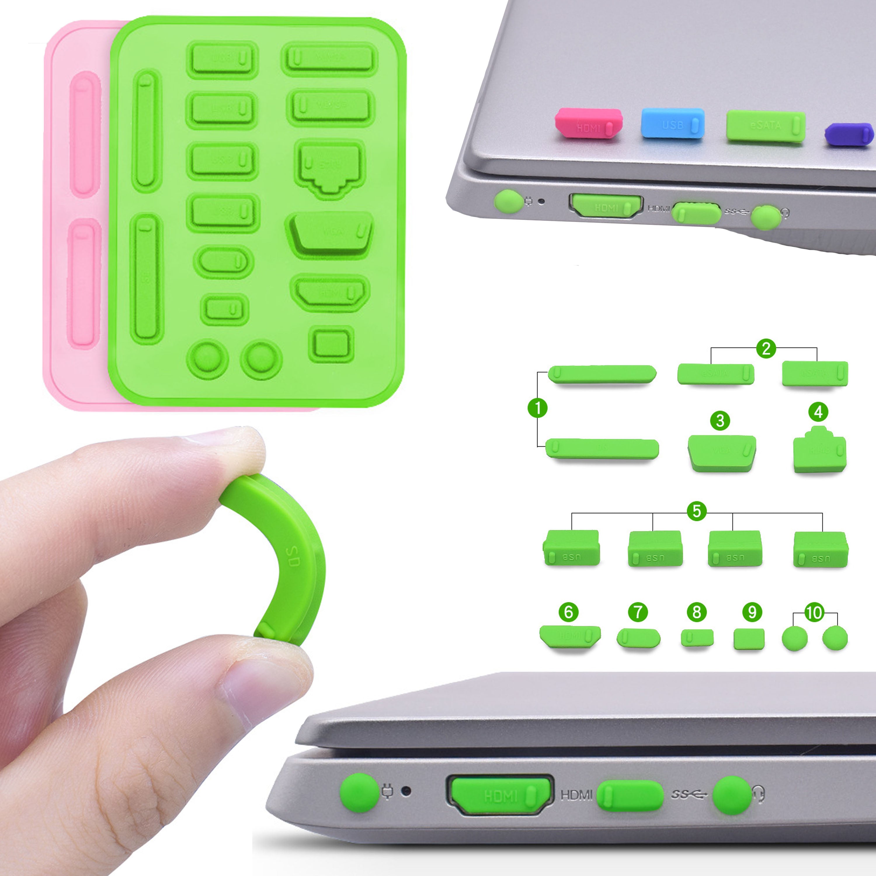 Set Of 16 Laptop USB Port Protection Blocking Sleeve
