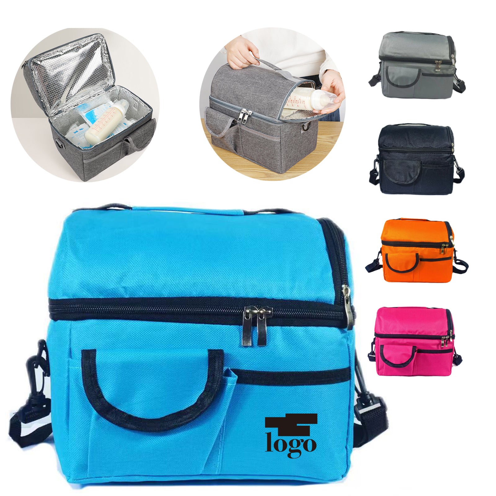 Portable Double-Layer Ice Pack Food Insulation Bag
