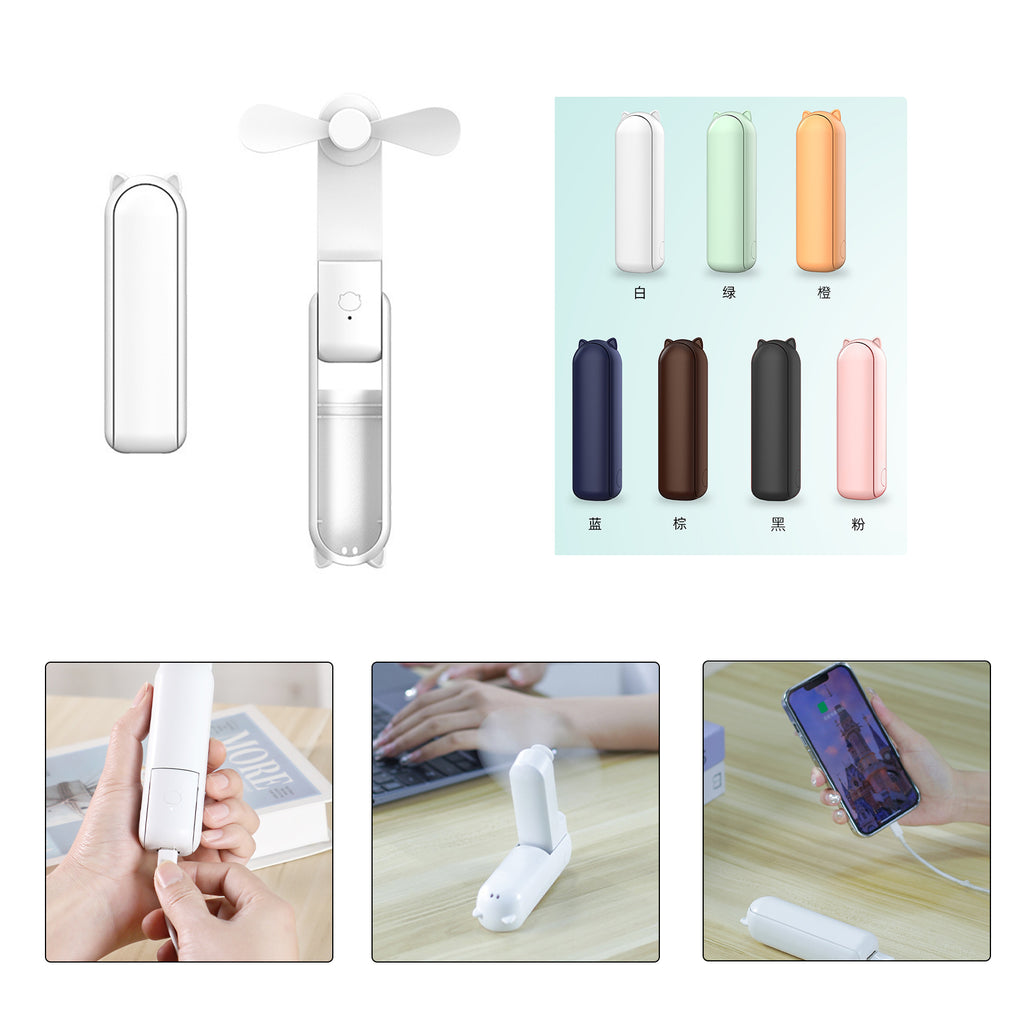 Portable Folding Fan and Power Bank Combo