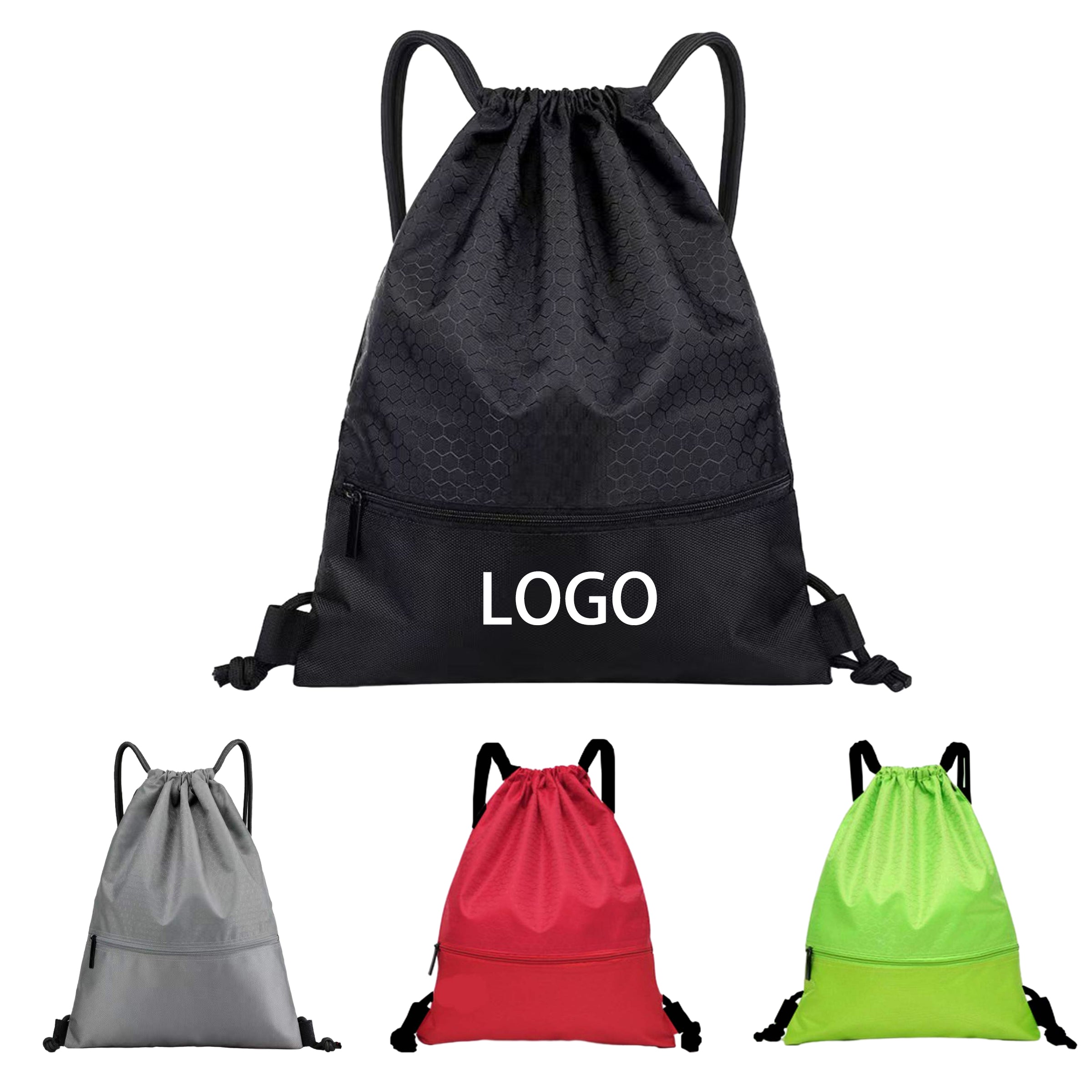 Drawstring Backpack With Zip Pocket