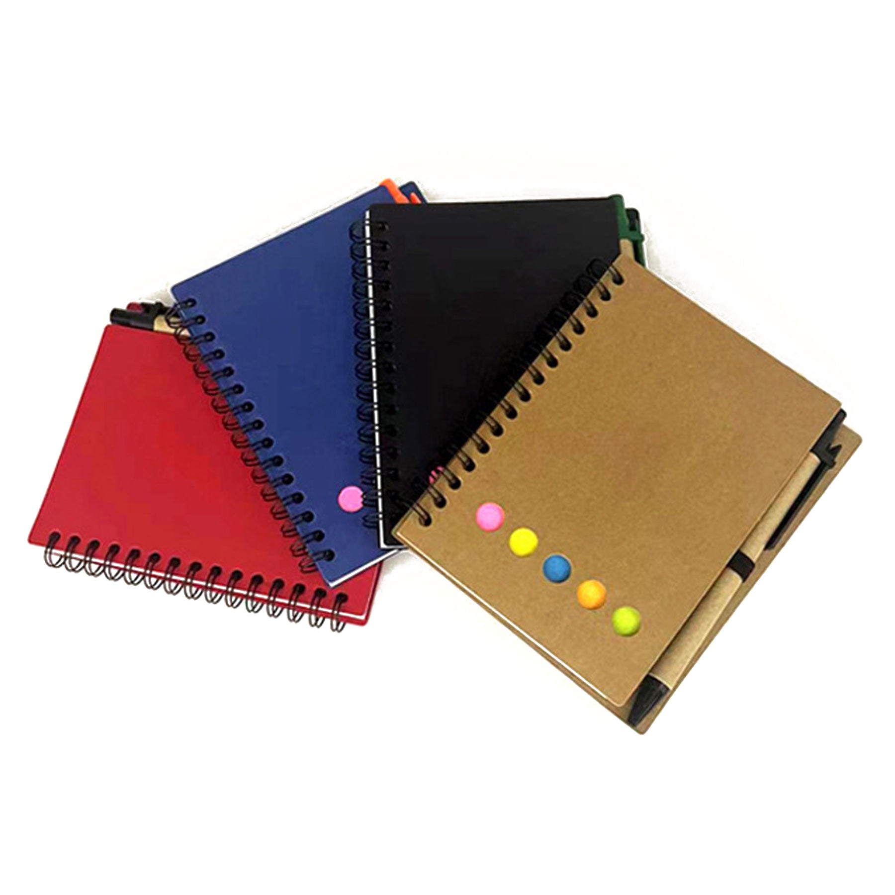 Sticky Notes Spiral Notebook W/ Ballpoint Pen