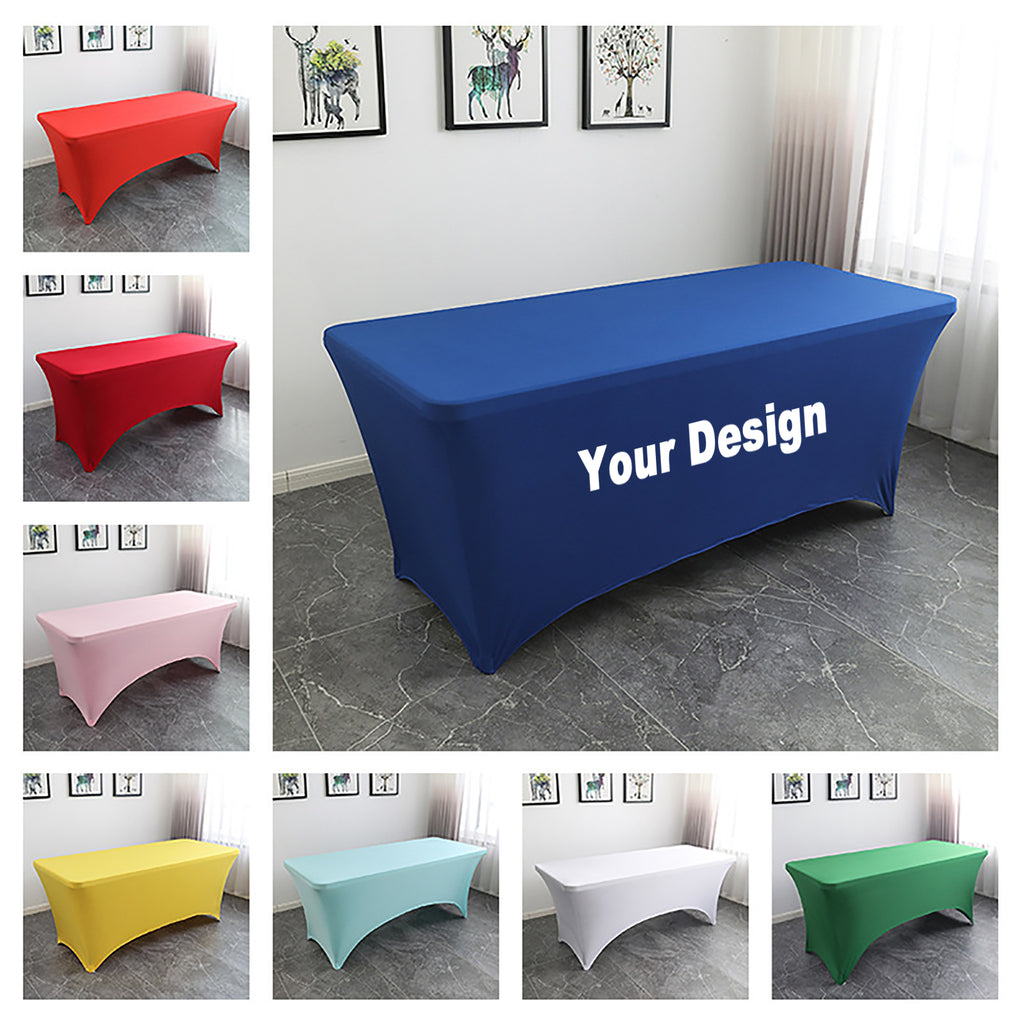 Custom Logo 6Ft Spandex Stretch Tablecloth Table Cover