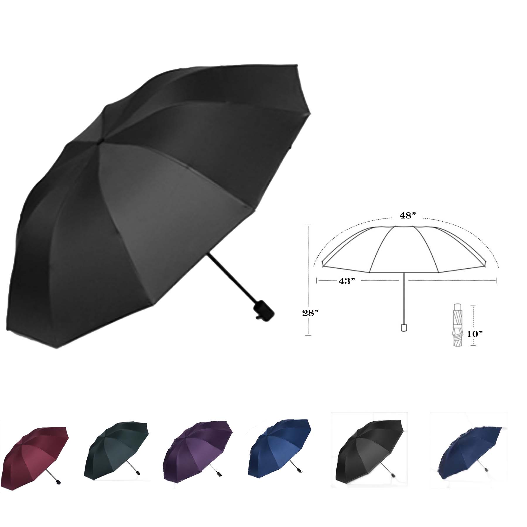 Manual 10 Bone Folding Umbrella