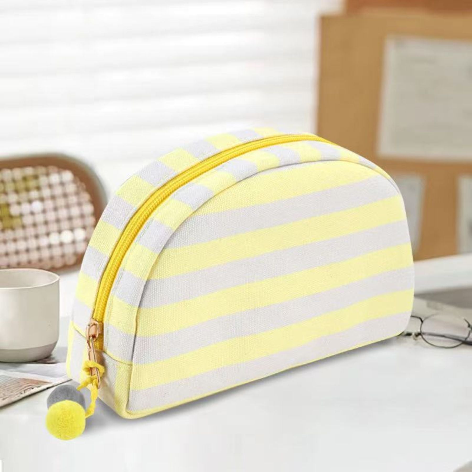 Portable Striped Toiletry Bag