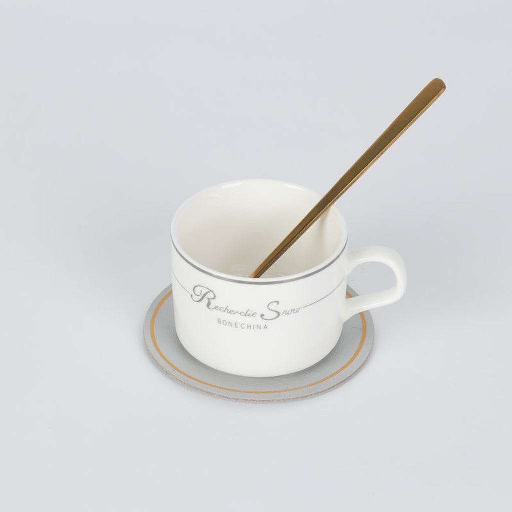 Gold Rim Round Insulated Coffee Coaster