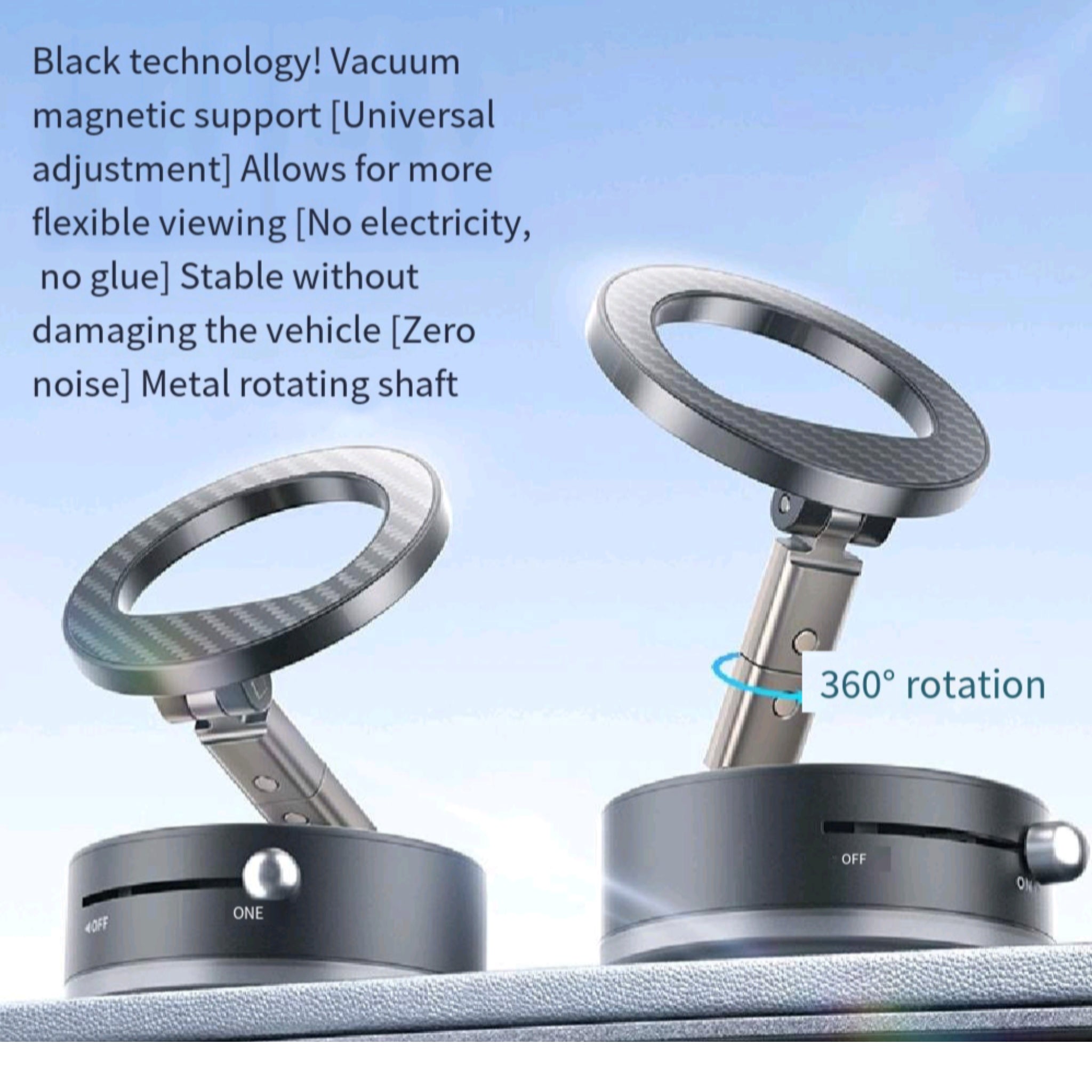 360 Car Phone Mount Magnetic Suction Foldable Strong Hold