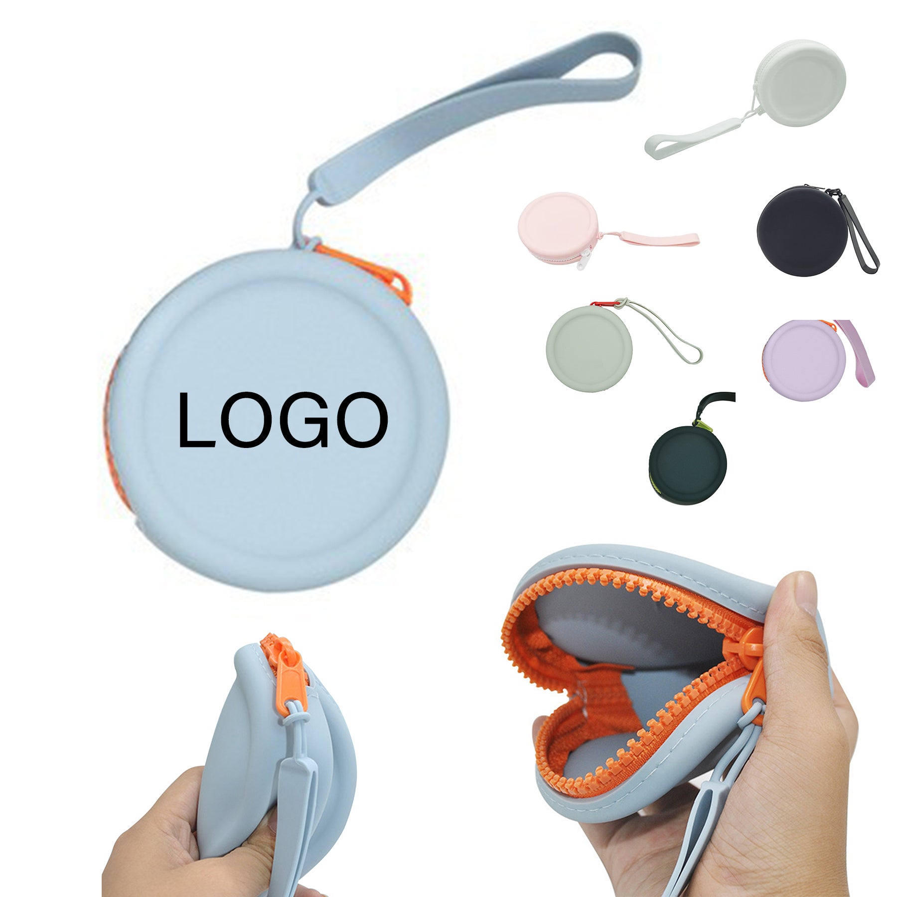 Zippered Round Silicone Pocket Coin Pouch