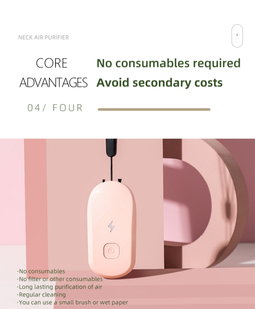 Neck Air Purifier With Negative Ion Technology