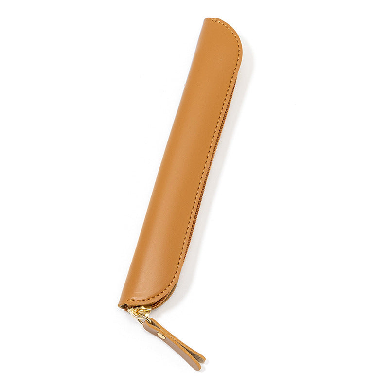 Simple Leather Zippered Stationery Bag