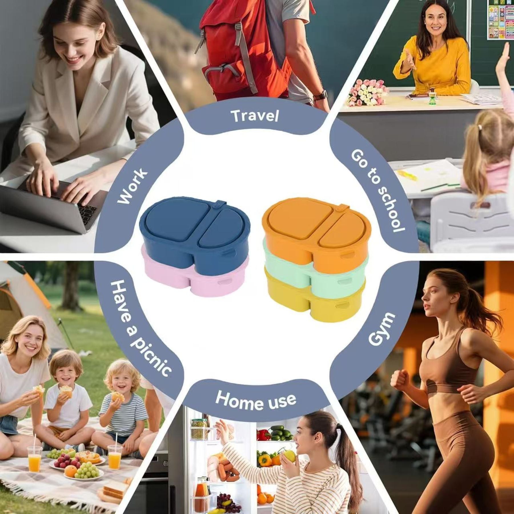 Double-Grid Silicone Food Container