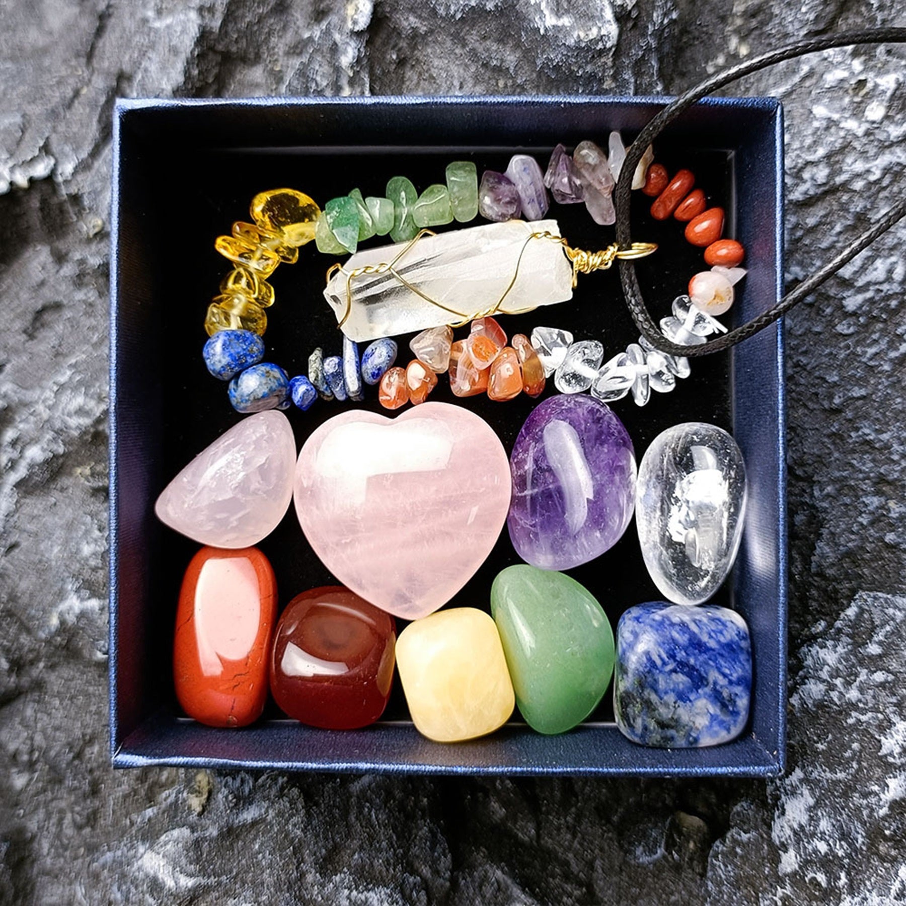 Natural Crystal Jade Colorful Stone Combination Set