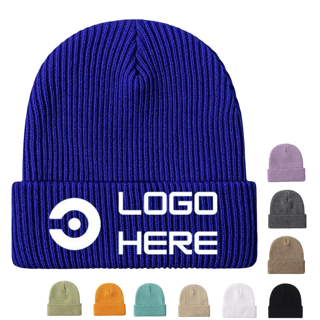 Thick Knit Beanie With Embroidered Logo