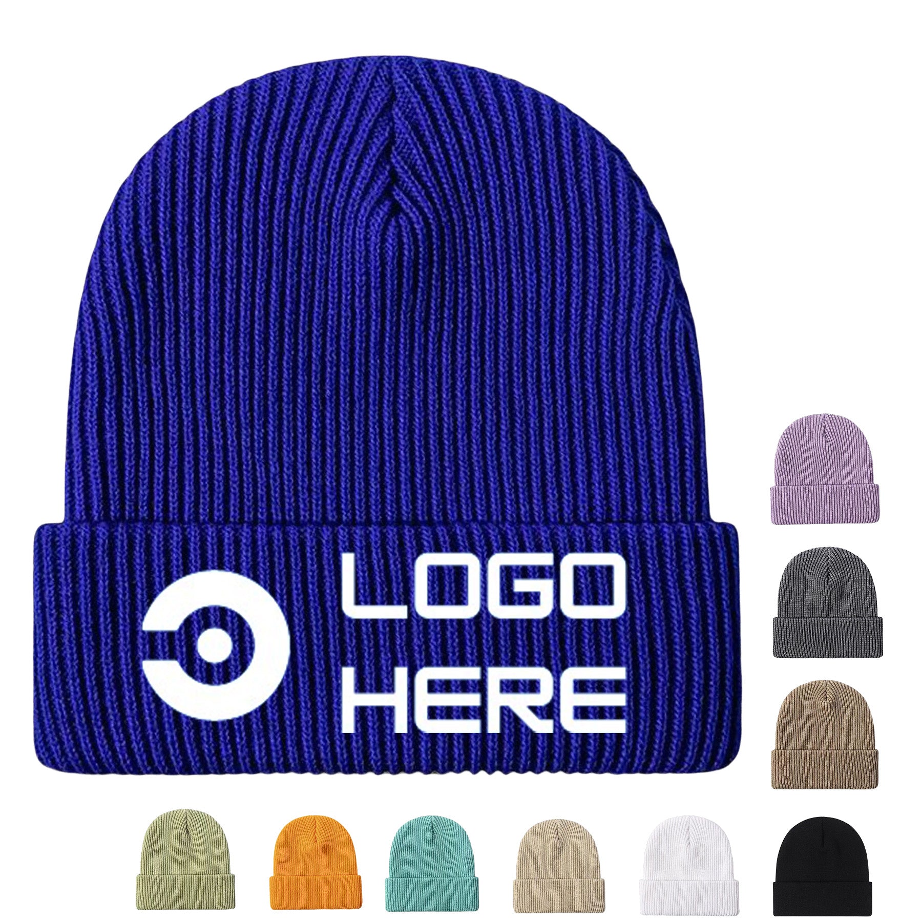 Thick Knit Beanie With Embroidered Logo