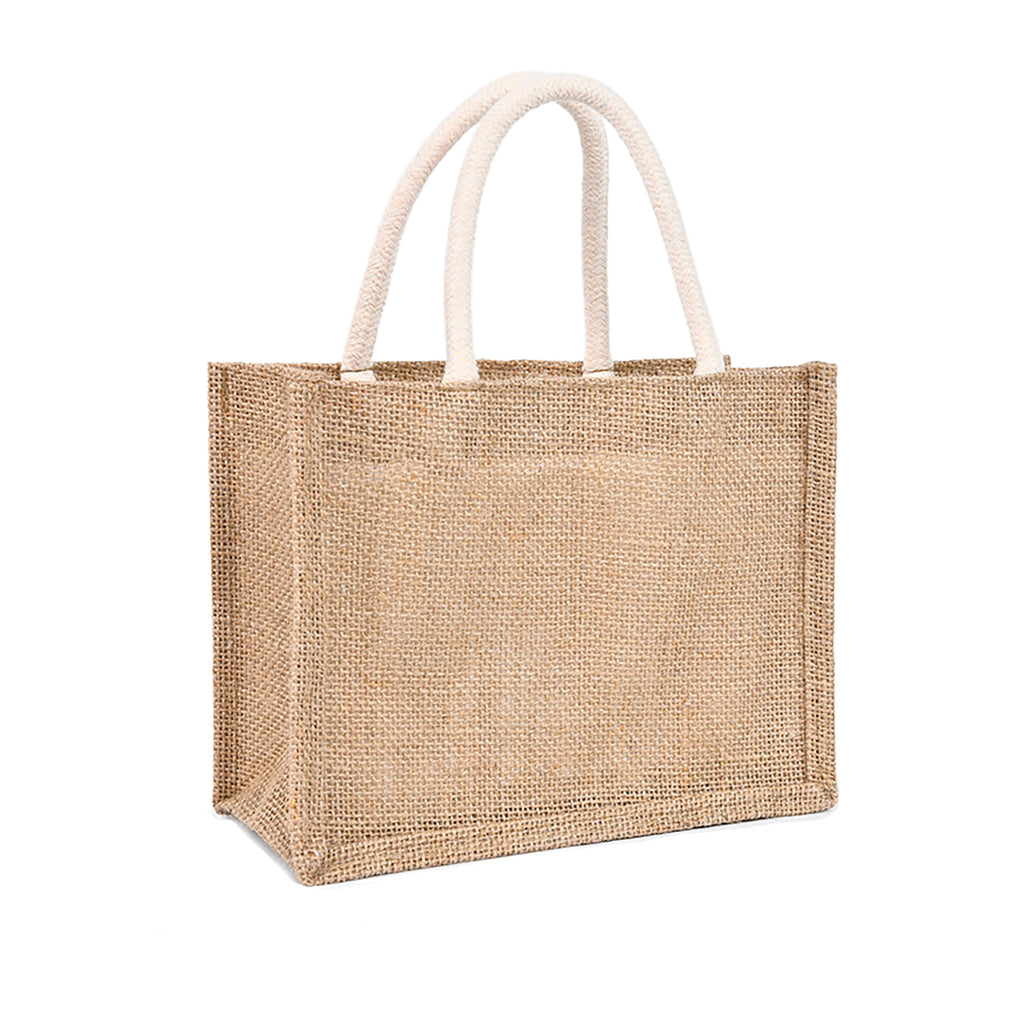 Eco-Friendly Jute Burlap Tote with Cotton Handles