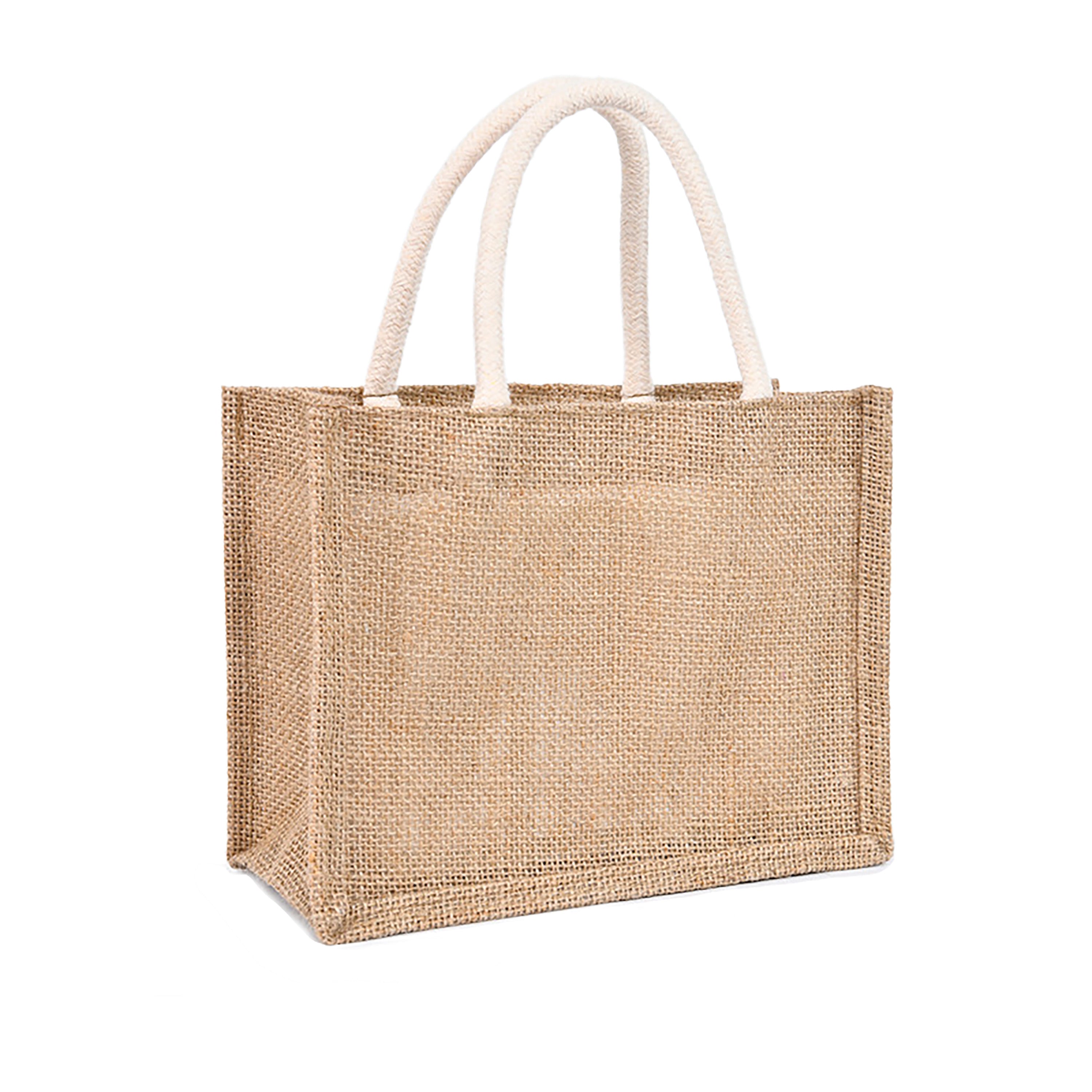 Eco-Friendly Jute Burlap Tote with Cotton Handles