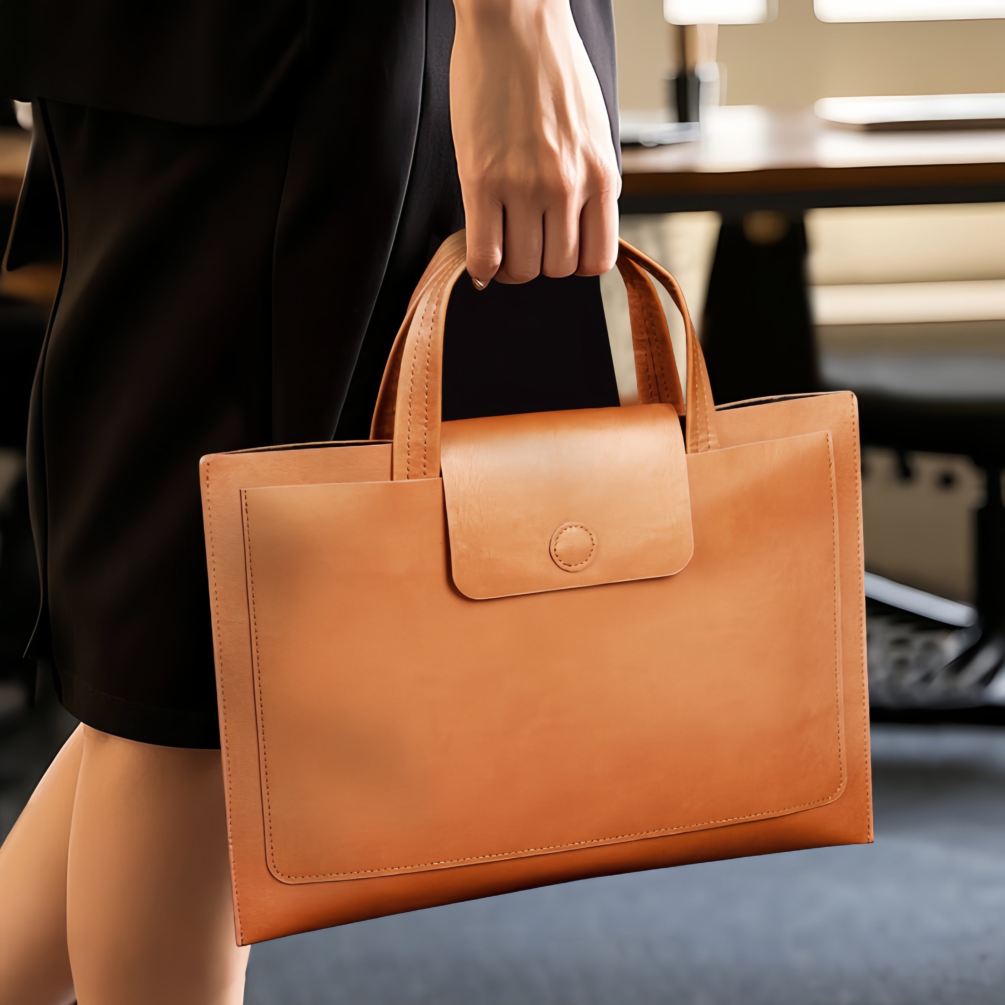 A4-Sized Pu Leather Work Briefcase