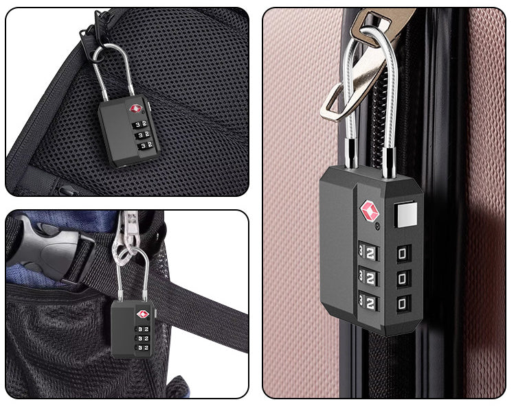 3 Digit Combination Lock With Wire Rope