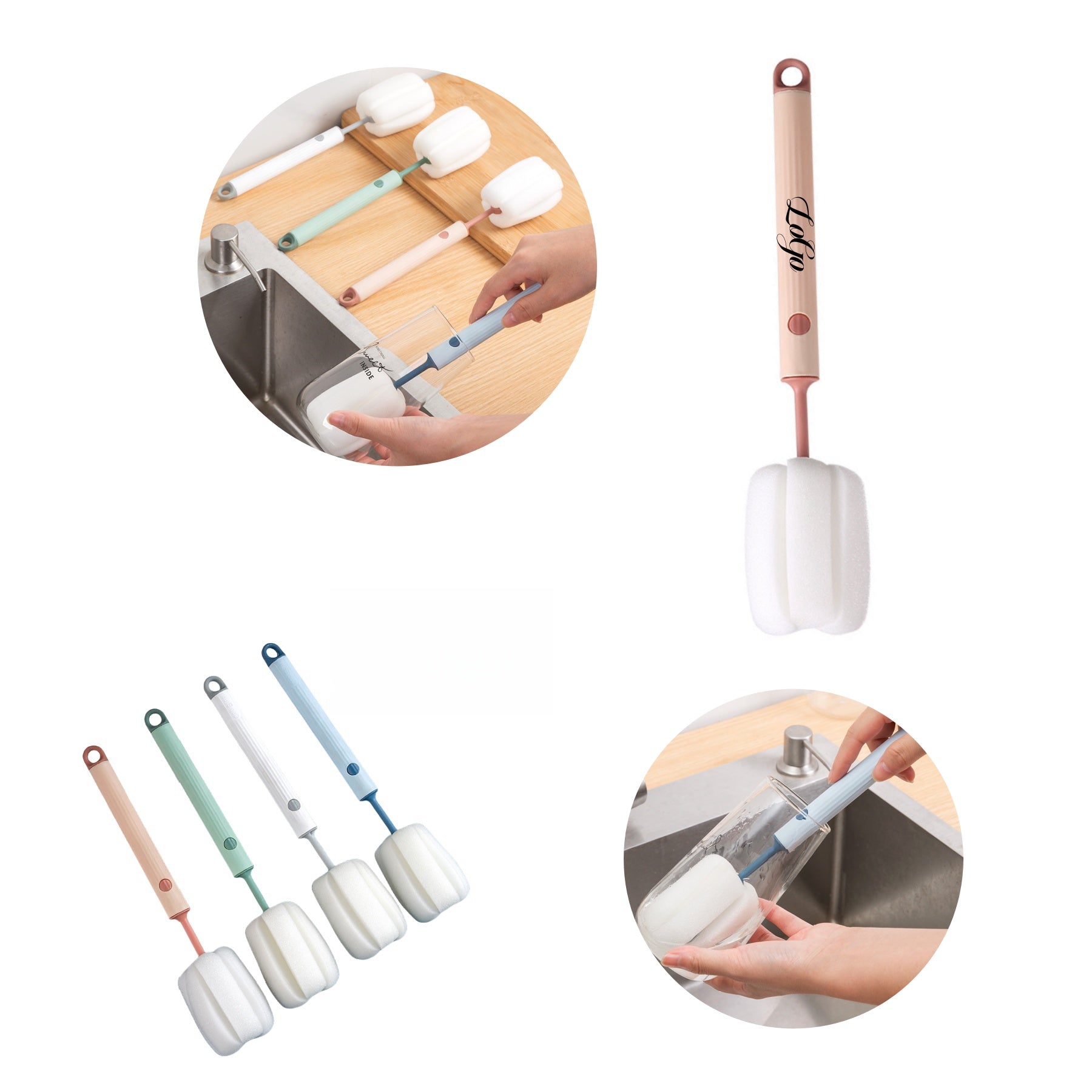 Long - Handled Sponge Cup Brush