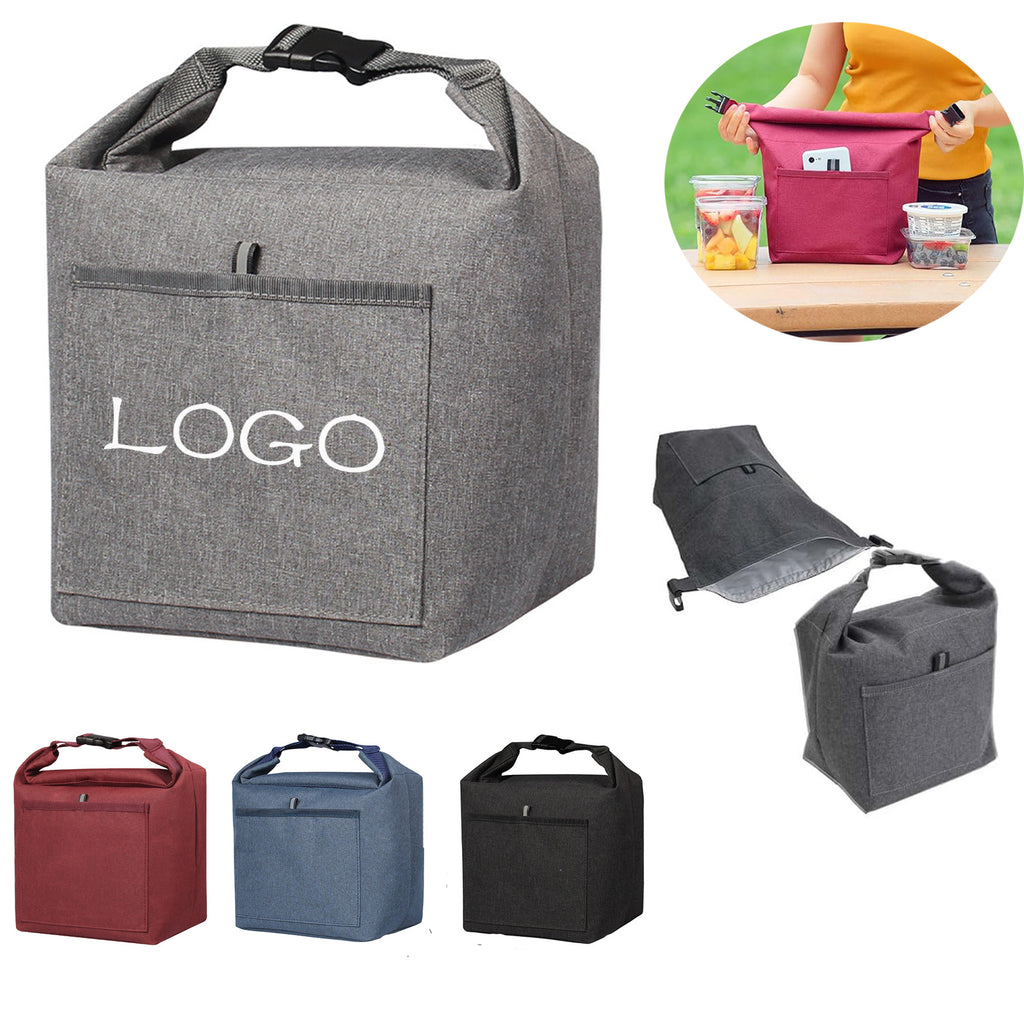 Durable Roll-top Insulated Lunch Tote Bag, Charcoal, Unisex