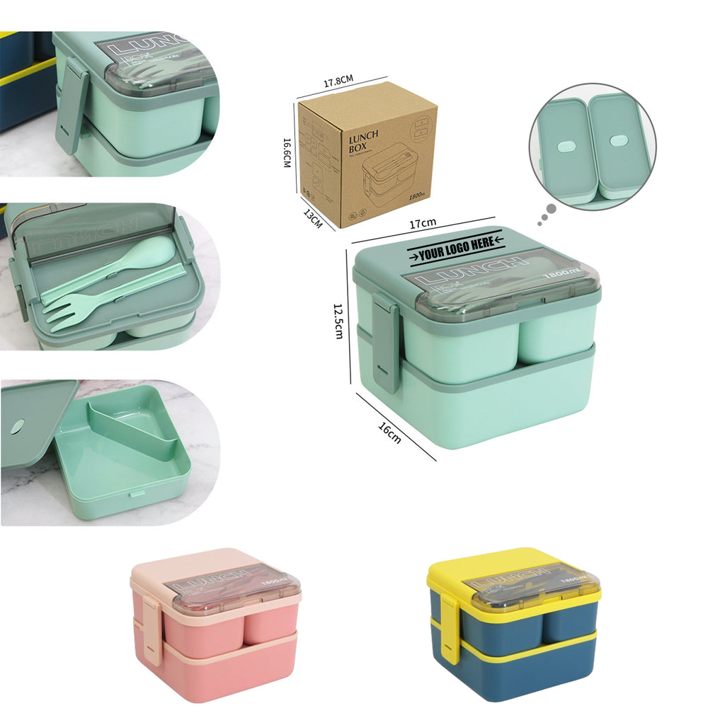 2-Layer Separable Lunch Box With Cutlery
