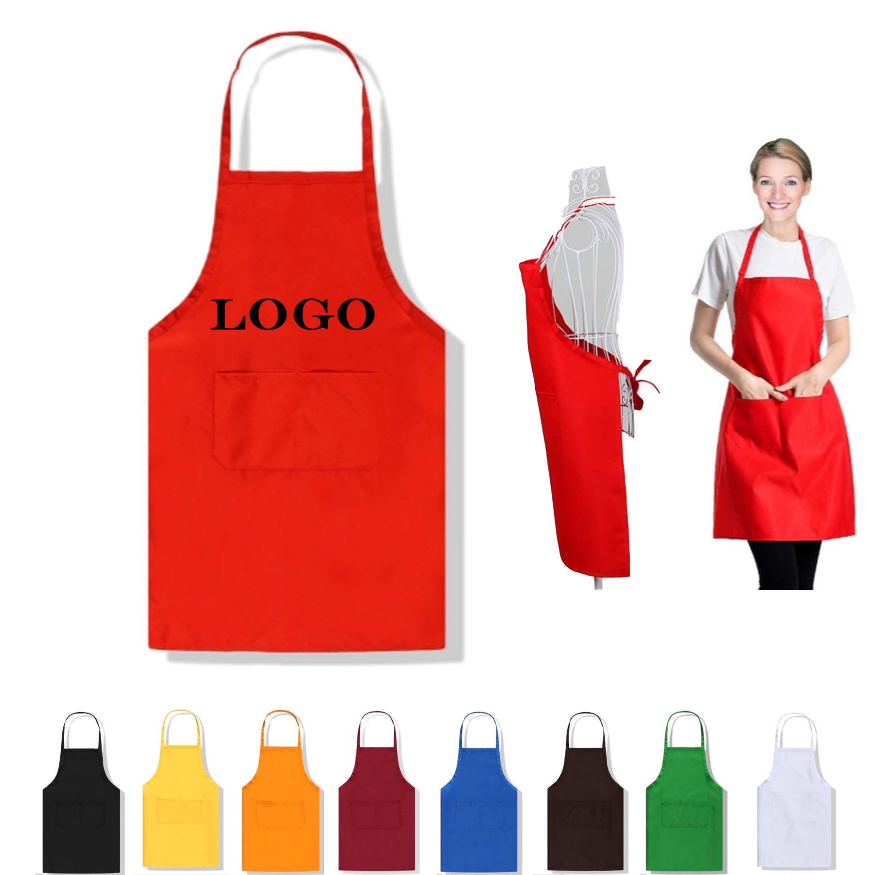 Kitchen Apron With Custom Imprints And Adjustable Shoulder Straps