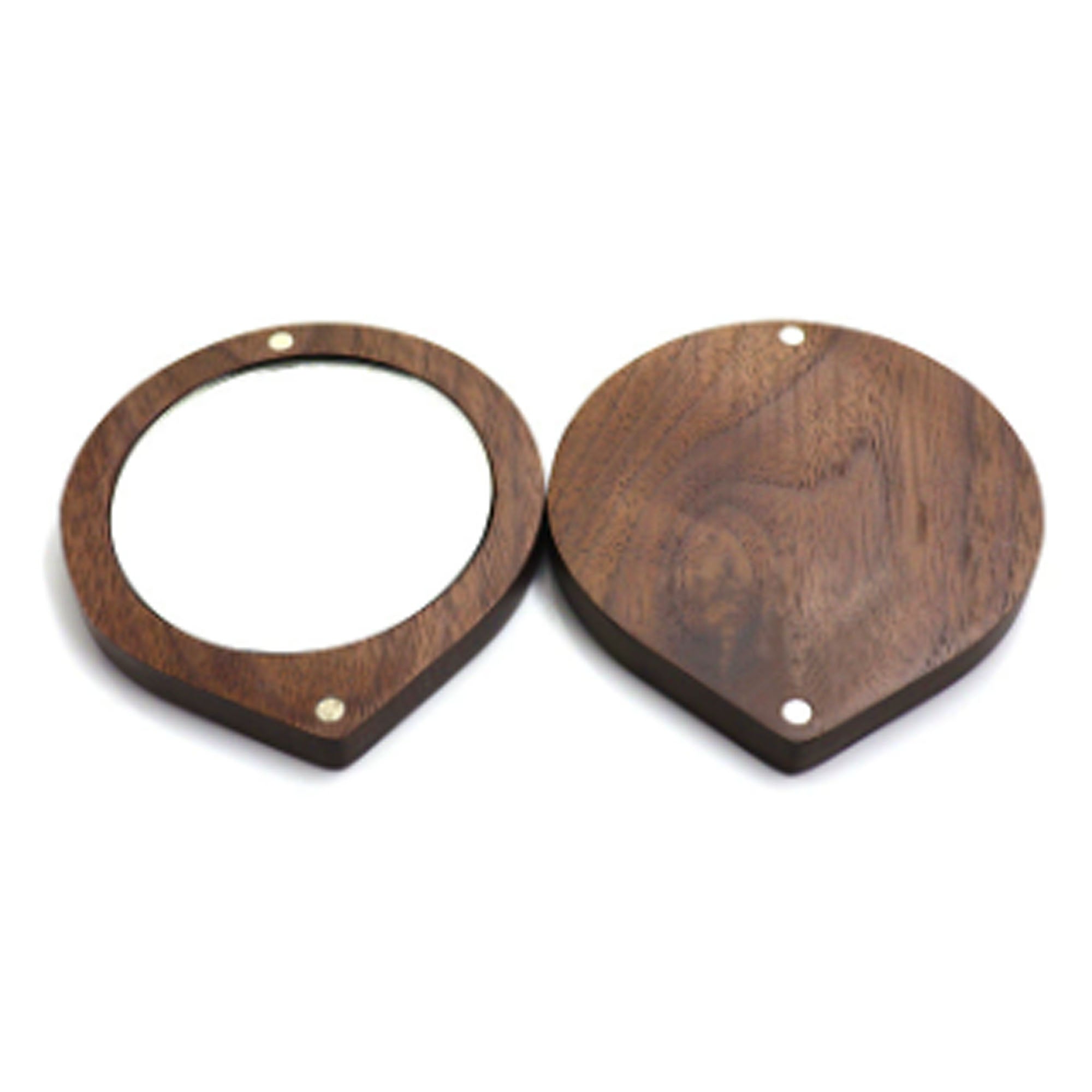 Wood Magnetic Rotating Round Handheld Mirror Makeup Mirror