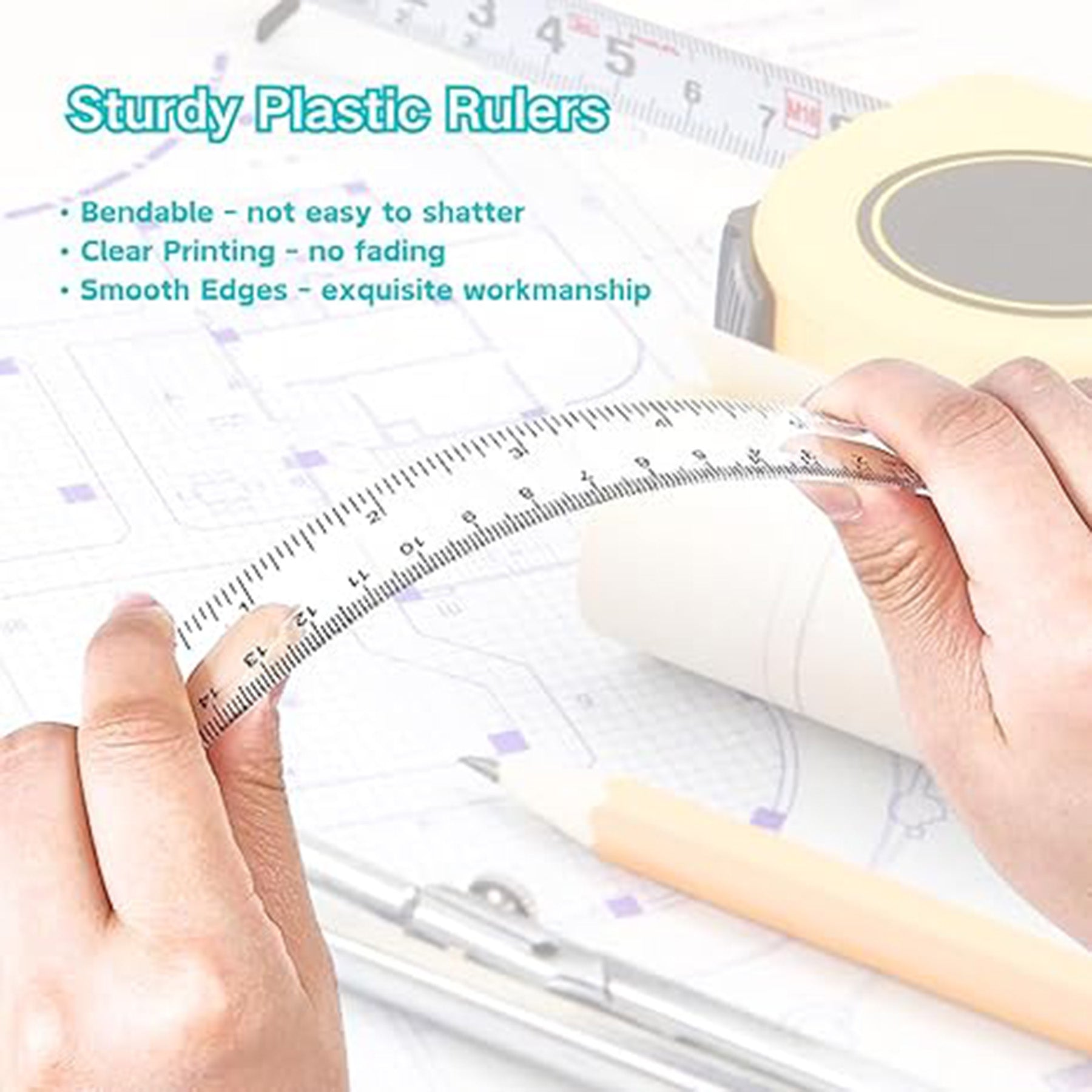 12 Inch Pliable Plastic Ruler