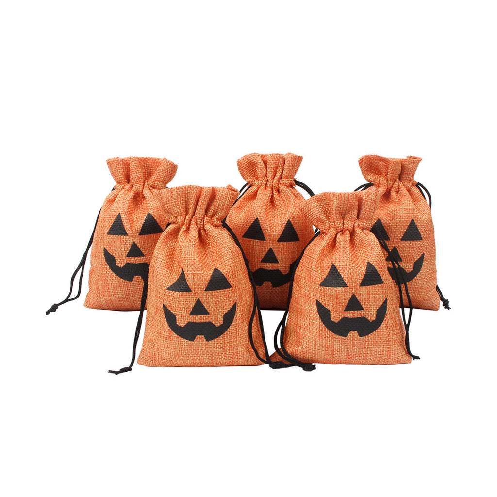 Halloween Flax Cord Linen Drawstring Bag