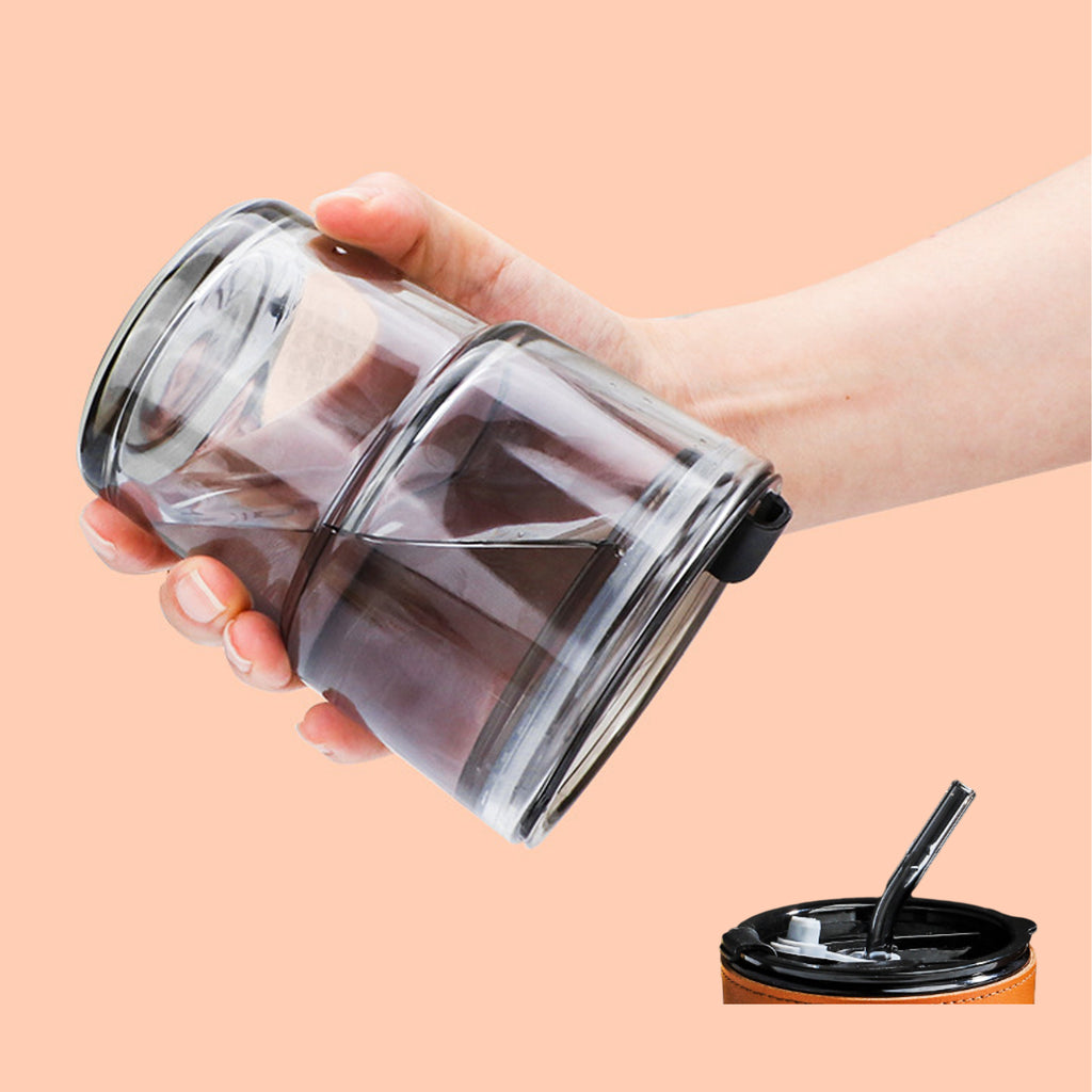 15Oz Glass Tumbler With Glass Straw And Lid